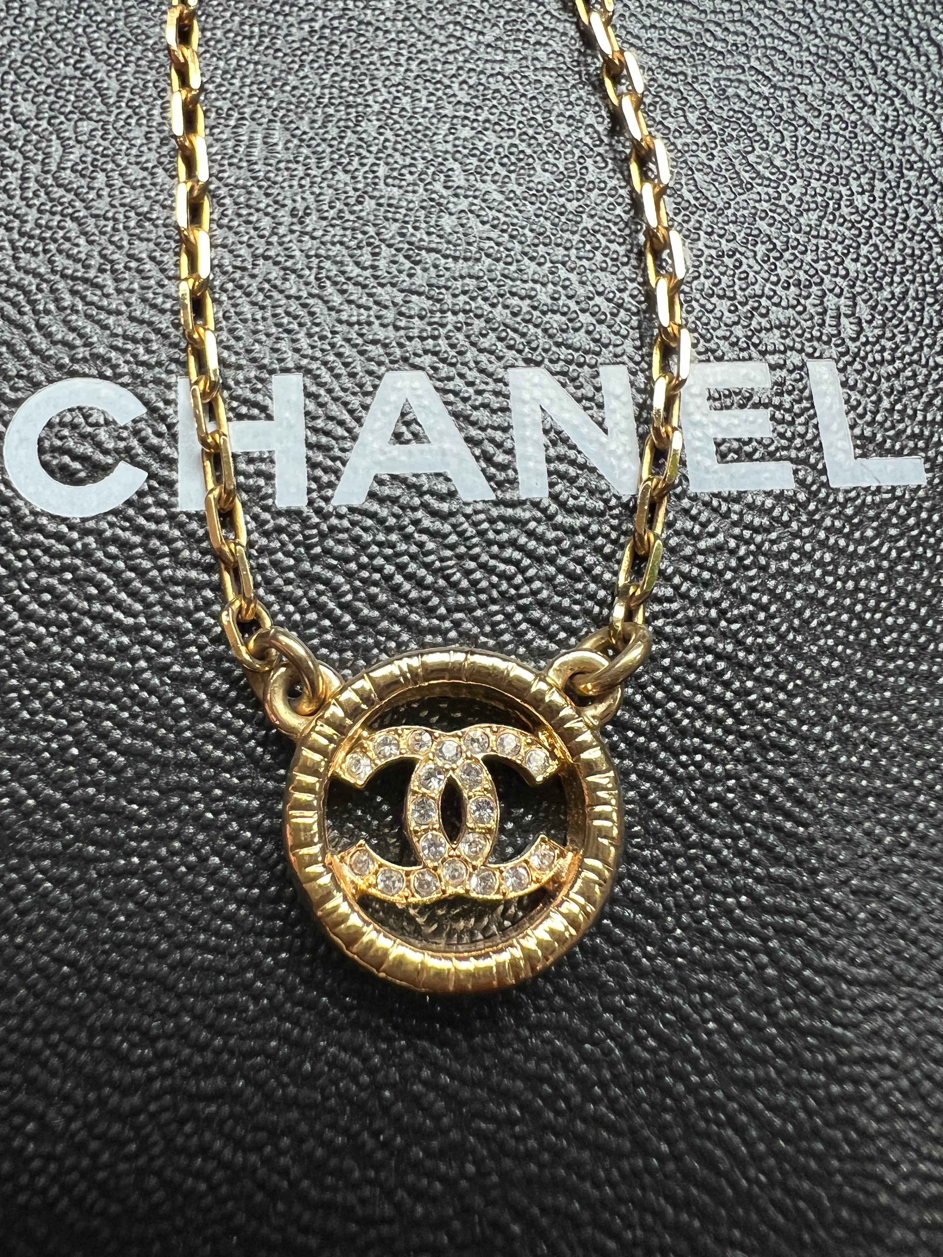 Chanel Crystal Gold CC Pendant necklace