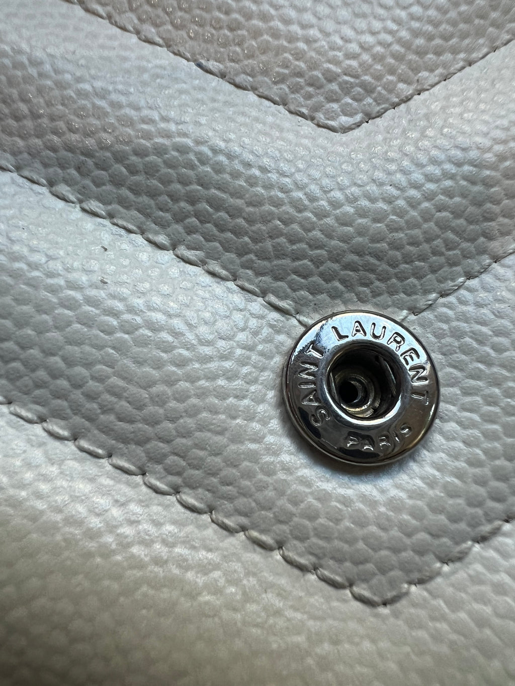 YSL Cassandre cream wallet on chain