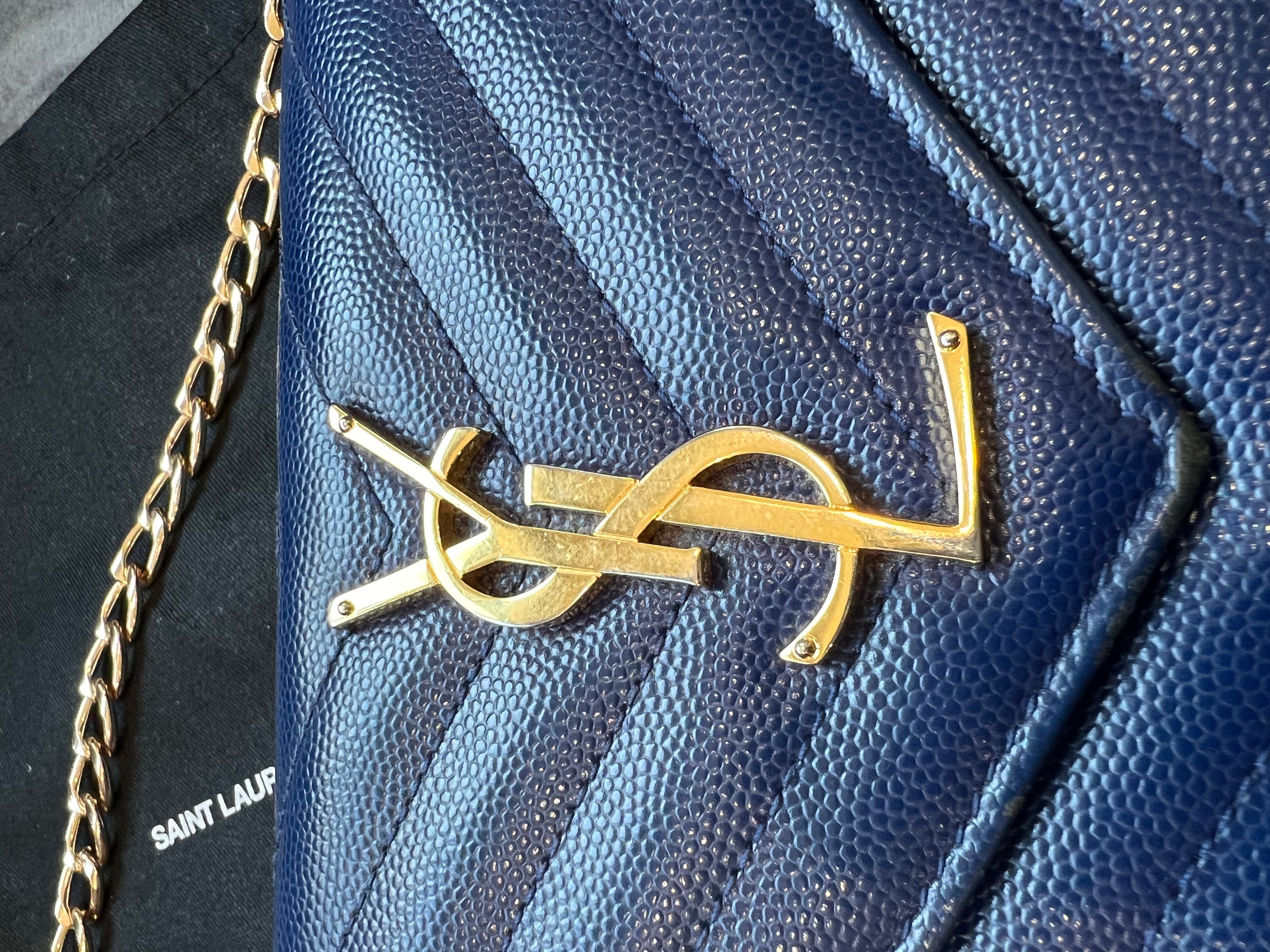 YSL monogram envelope flap wallet on chain