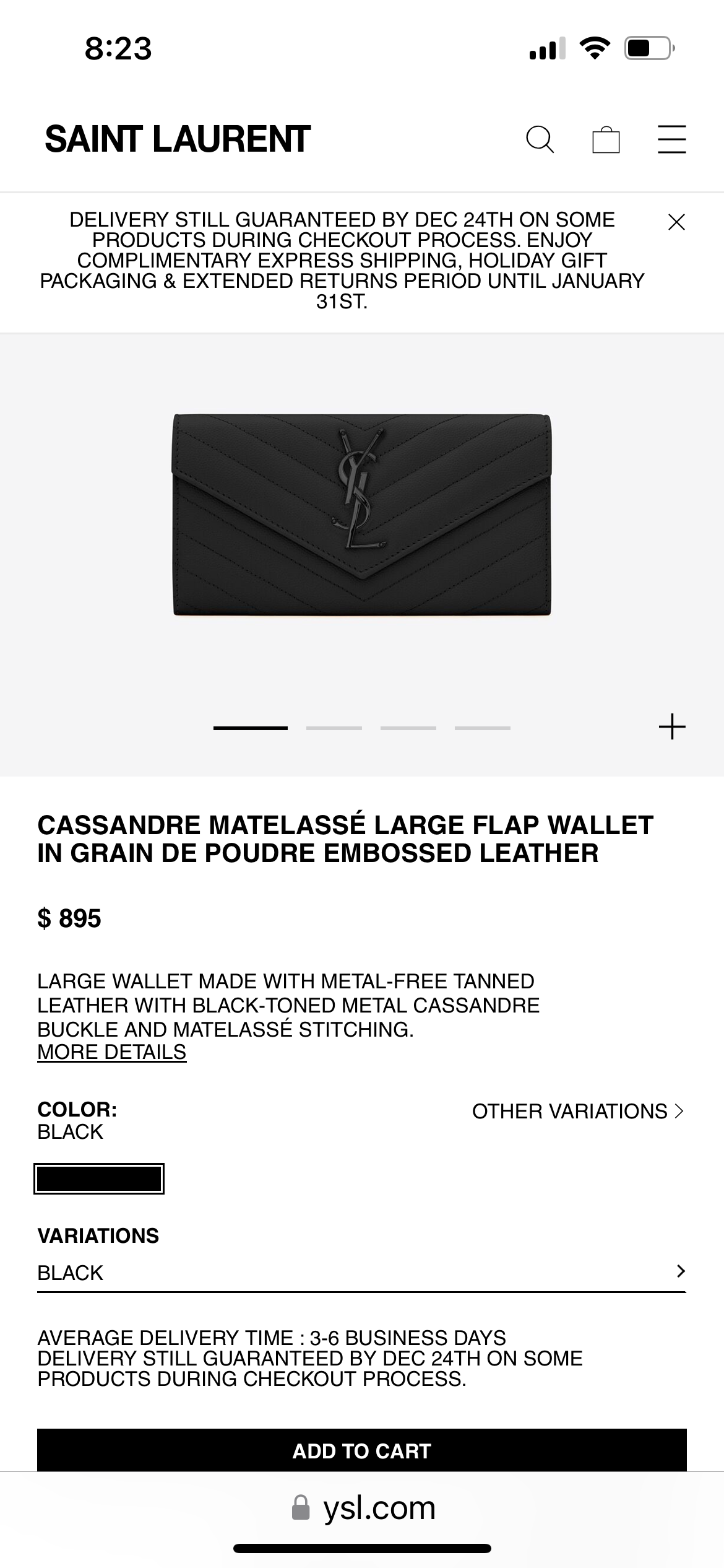 Turquoise YSL cassandre wallet on chain