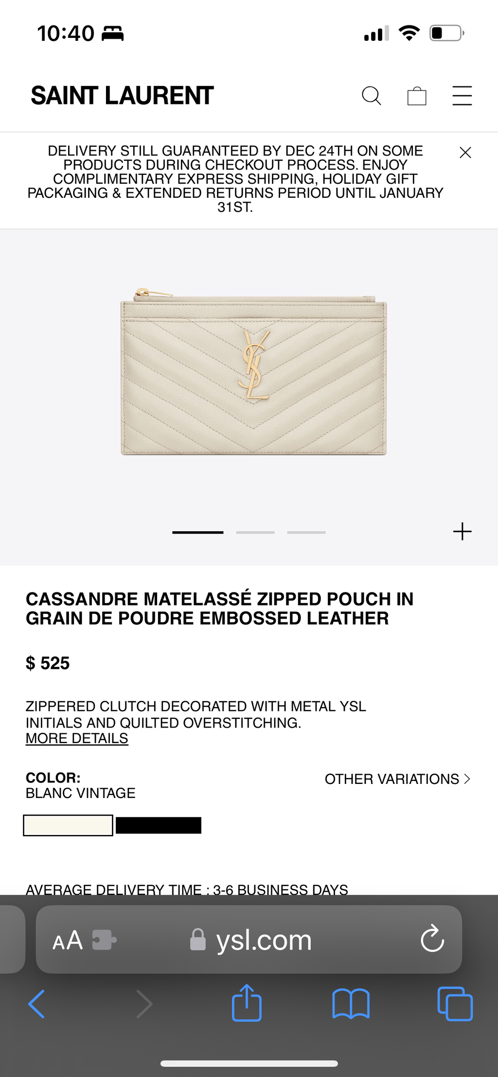 Beige YSL monogram clutch wallet on chain