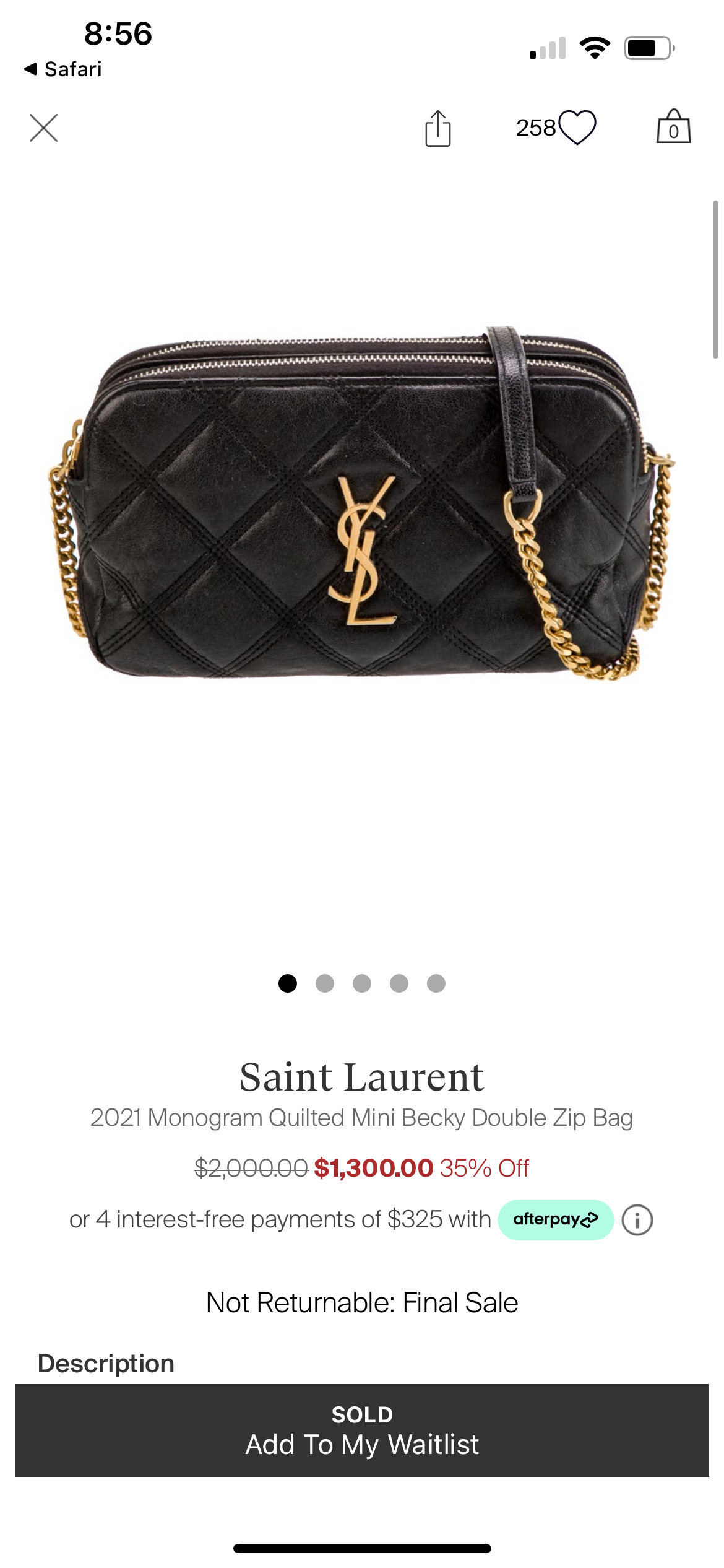 Yves Saint Laurent Becky double zip crossbody bag