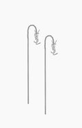 SAINT LAURENT Monogram Threader Earrings Silver