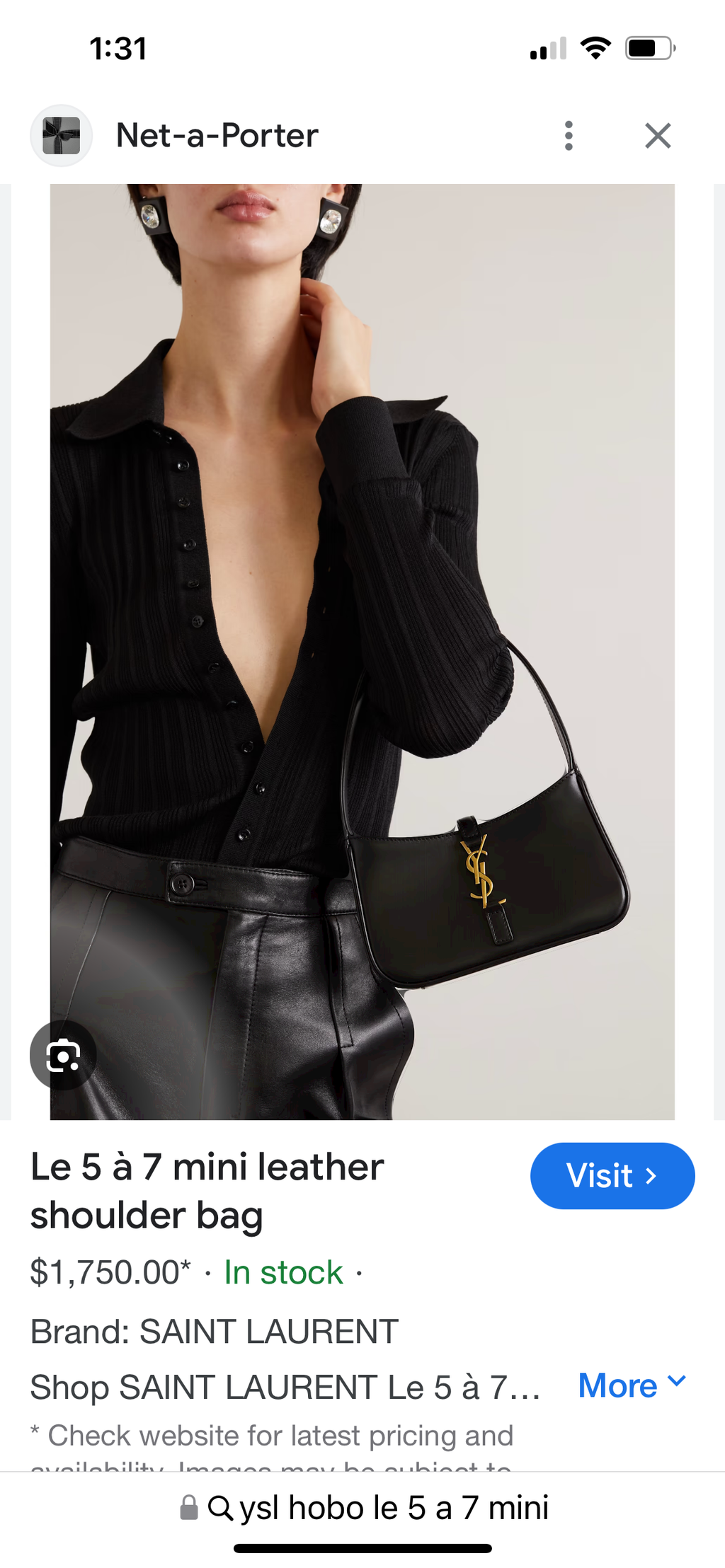 Yves Saint Laurent Le 5 A 7 Hobo Bag