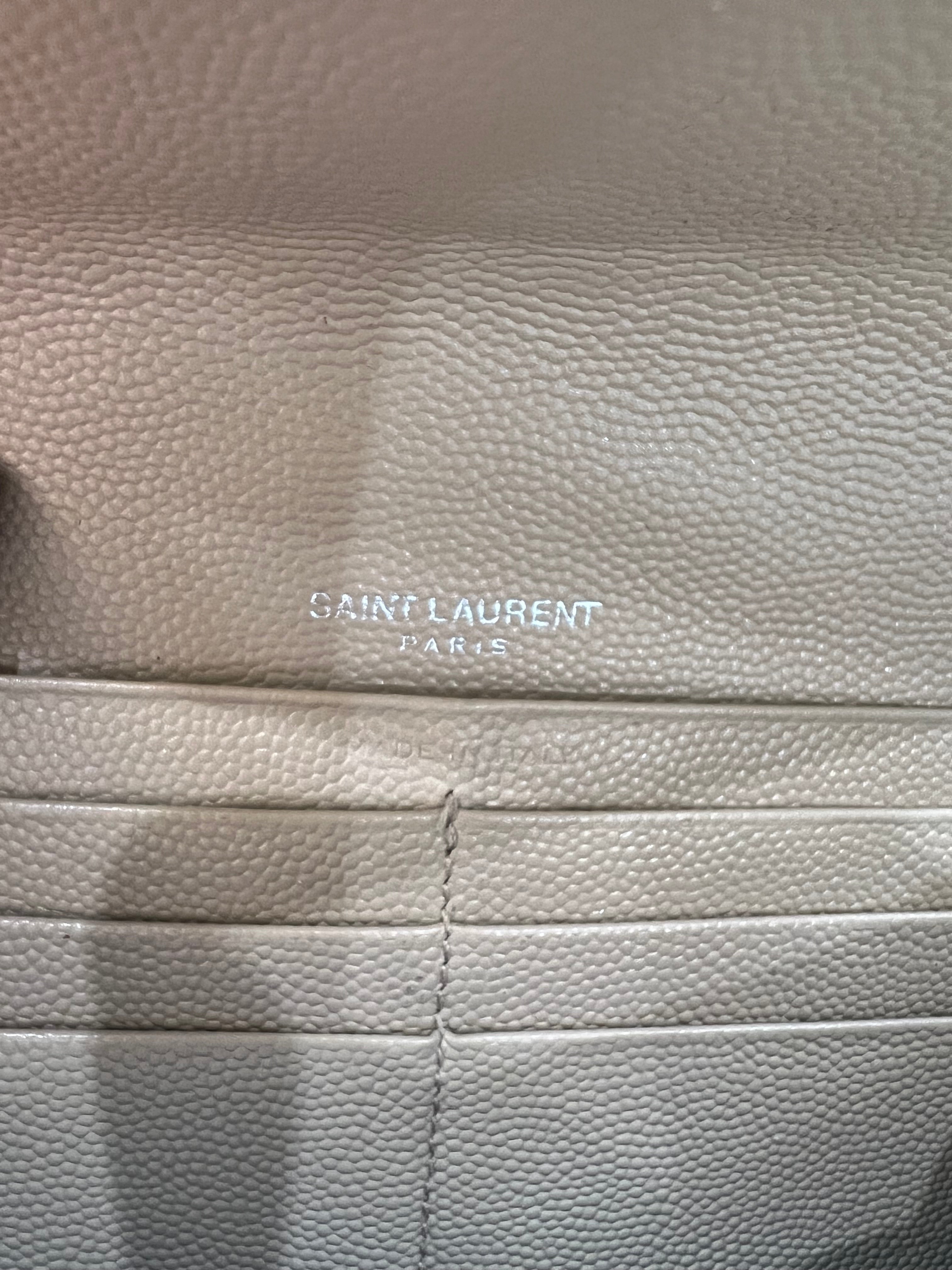 Beige YSL cassandre wallet on chain