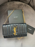 Saint Laurent Vicky Black Quilted Monogram Wallet