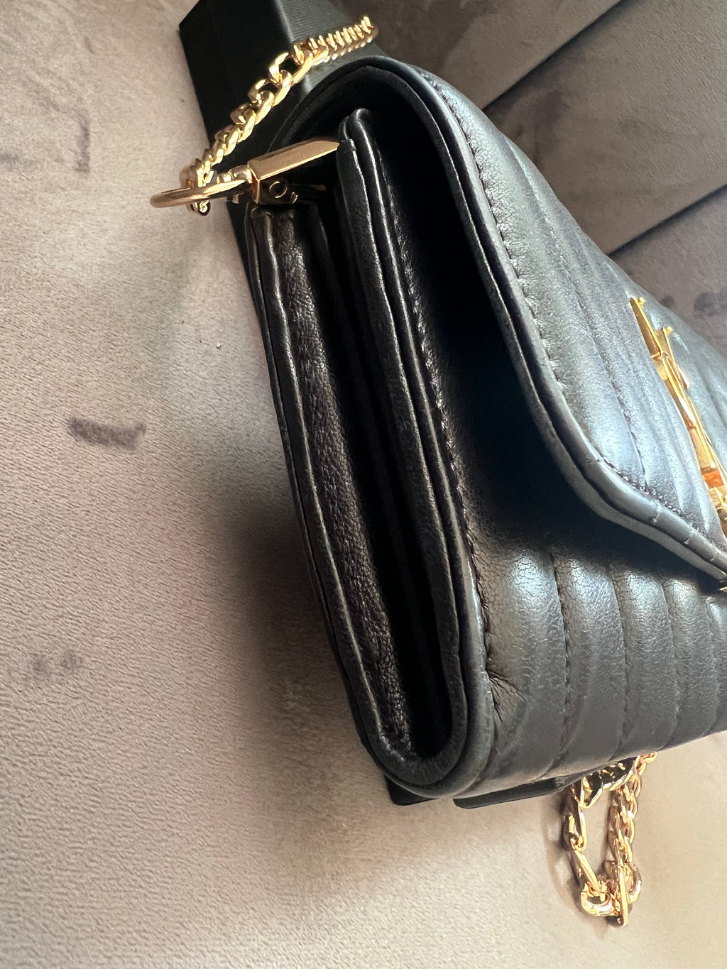 Saint Laurent Vicky Black Quilted Monogram Wallet