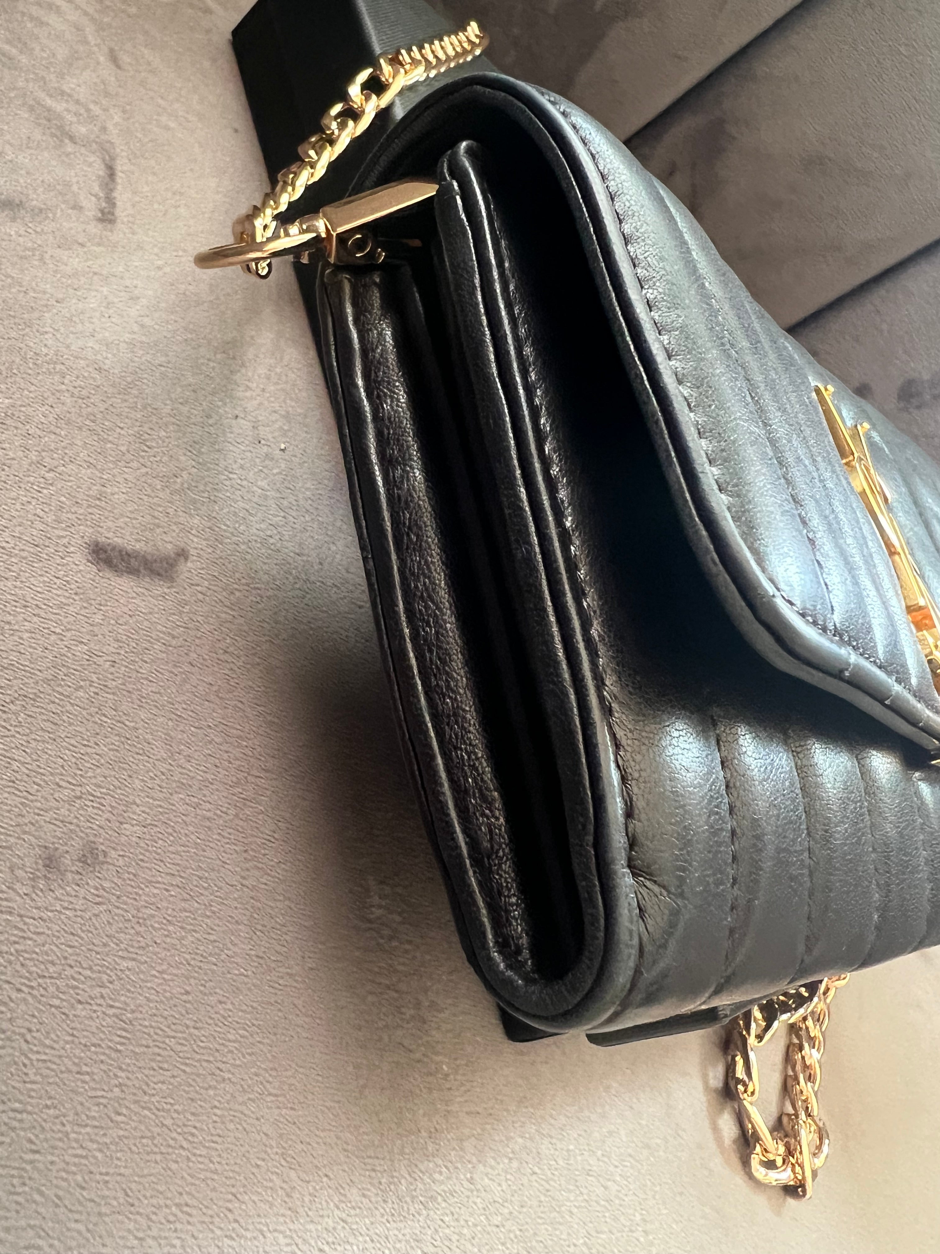 Saint Laurent Vicky Black Quilted Monogram Wallet