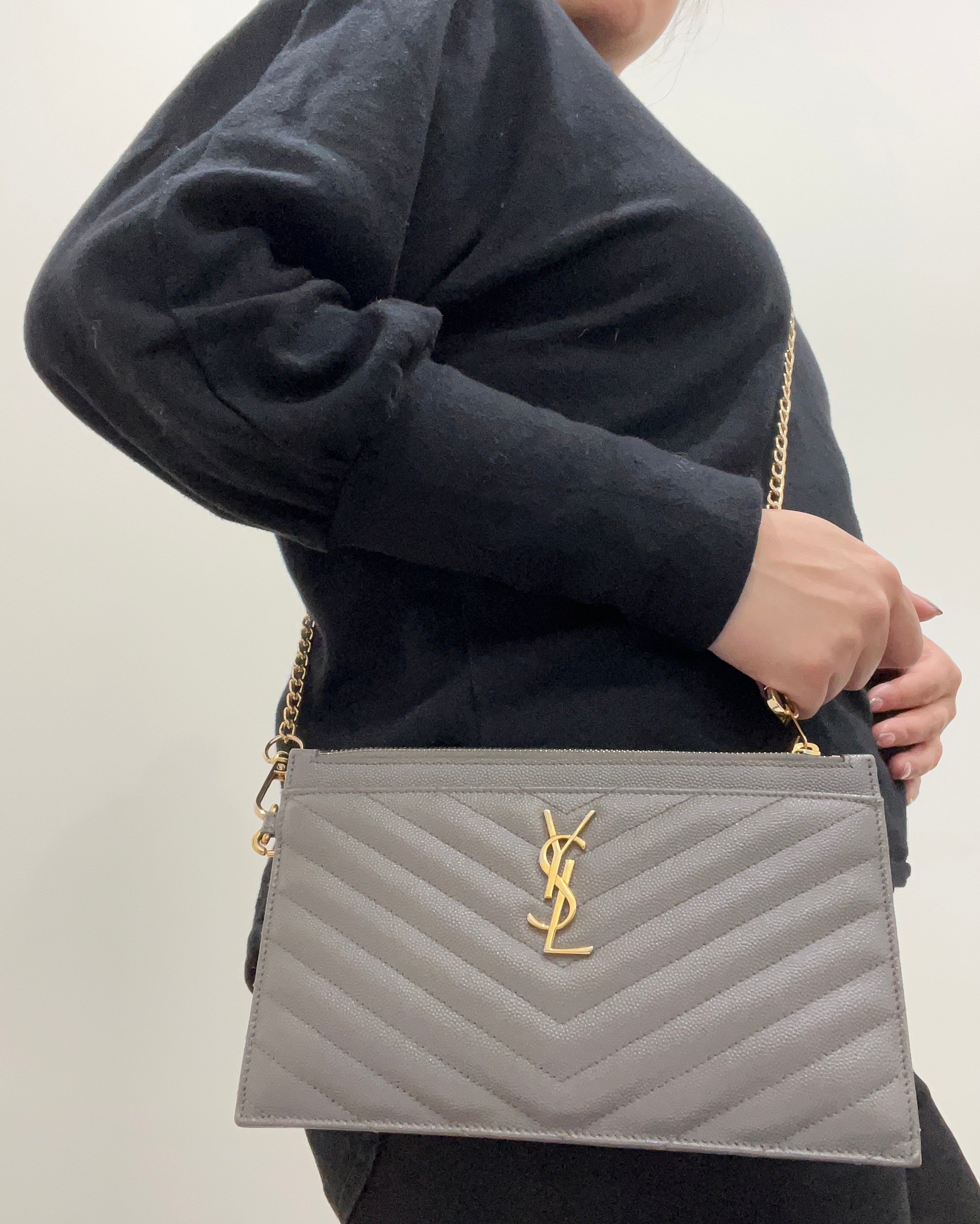 Yves Saint Laurent monogram matelasse wristlet