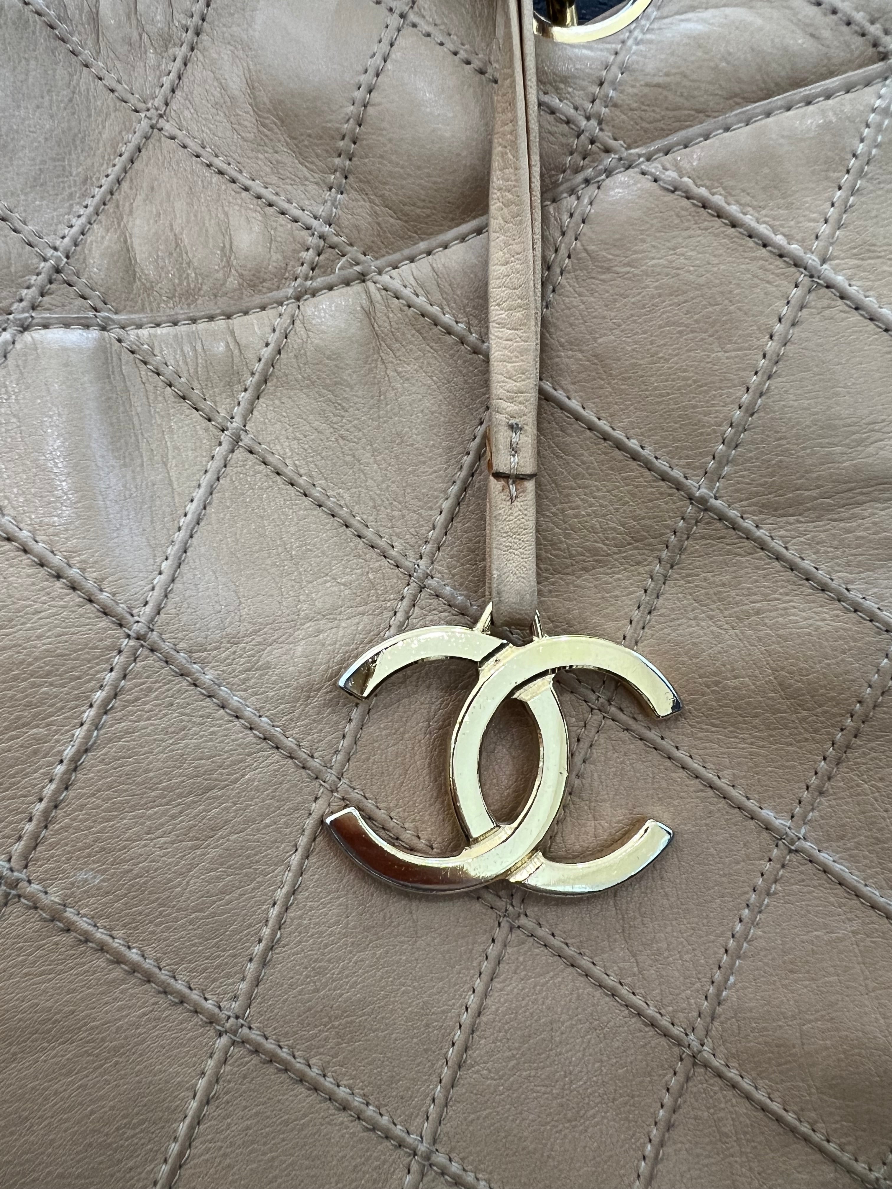 Vintage Chanel Quilted Shopping Tote Bag