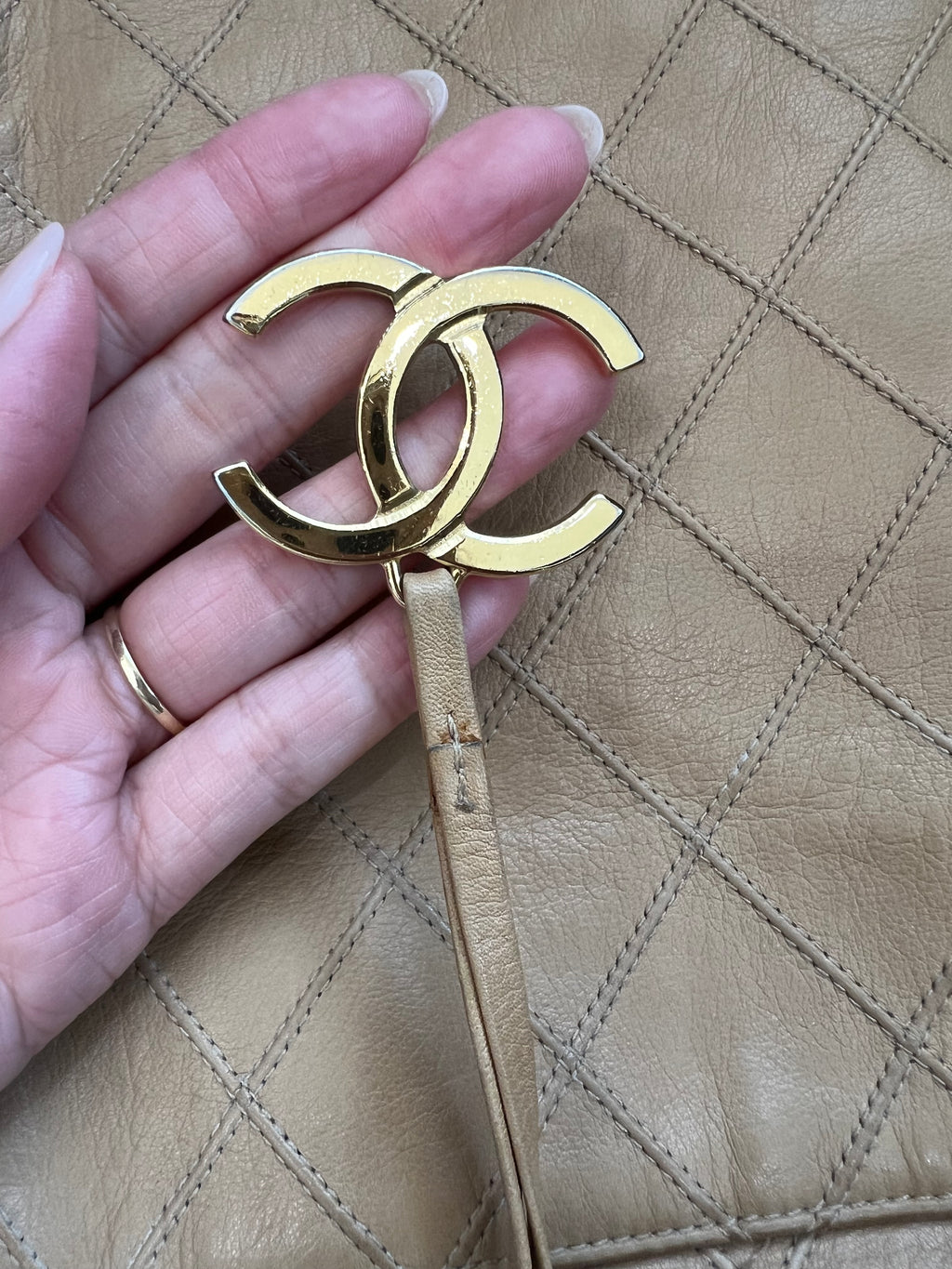 Vintage Chanel Quilted Shopping Tote Bag