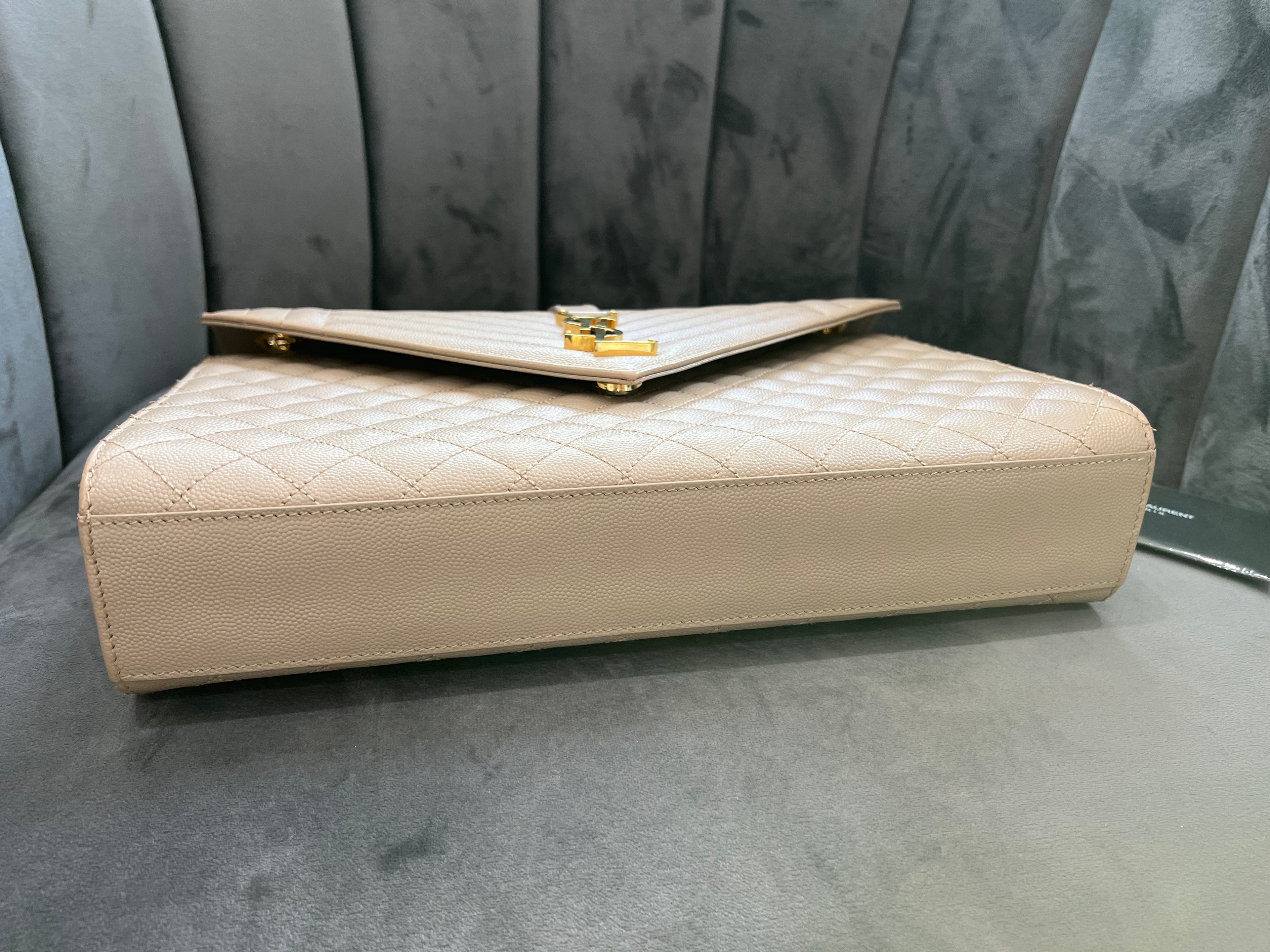 Saint Laurent Classic Monogram Envelope Satchel Mixed Matelasse Leather Large