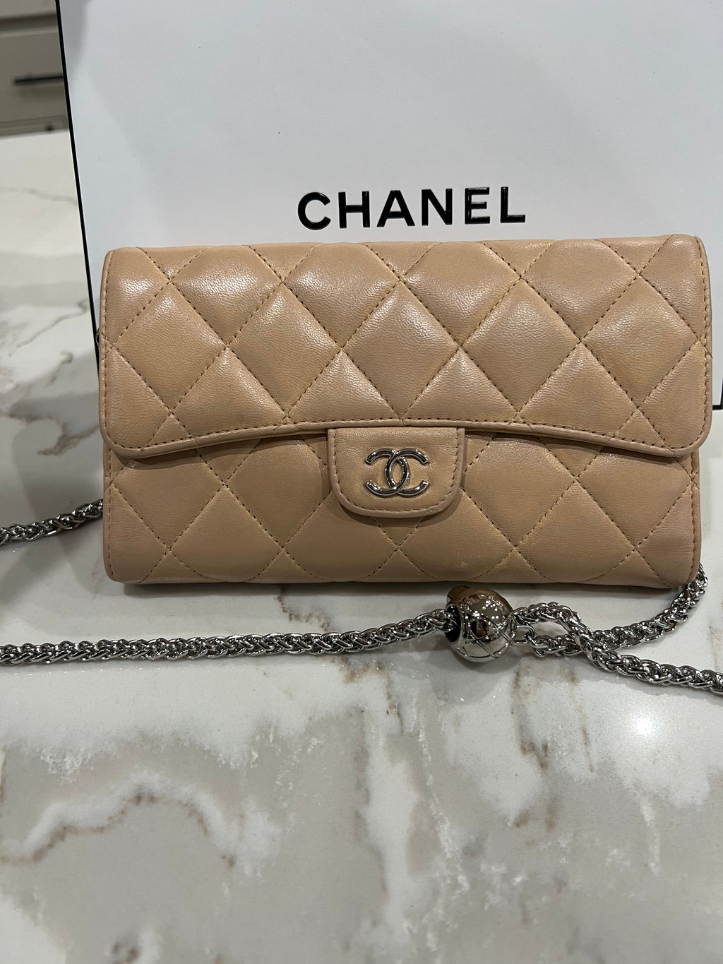 Chanel timeless classic wallet on chain