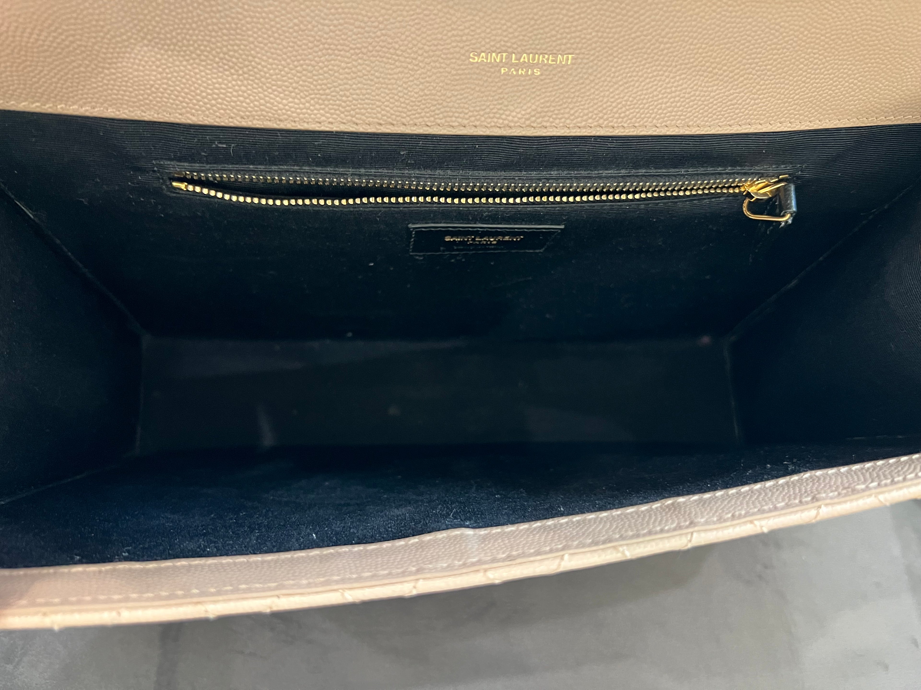 Saint Laurent Classic Monogram Envelope Satchel Mixed Matelasse Leather Large