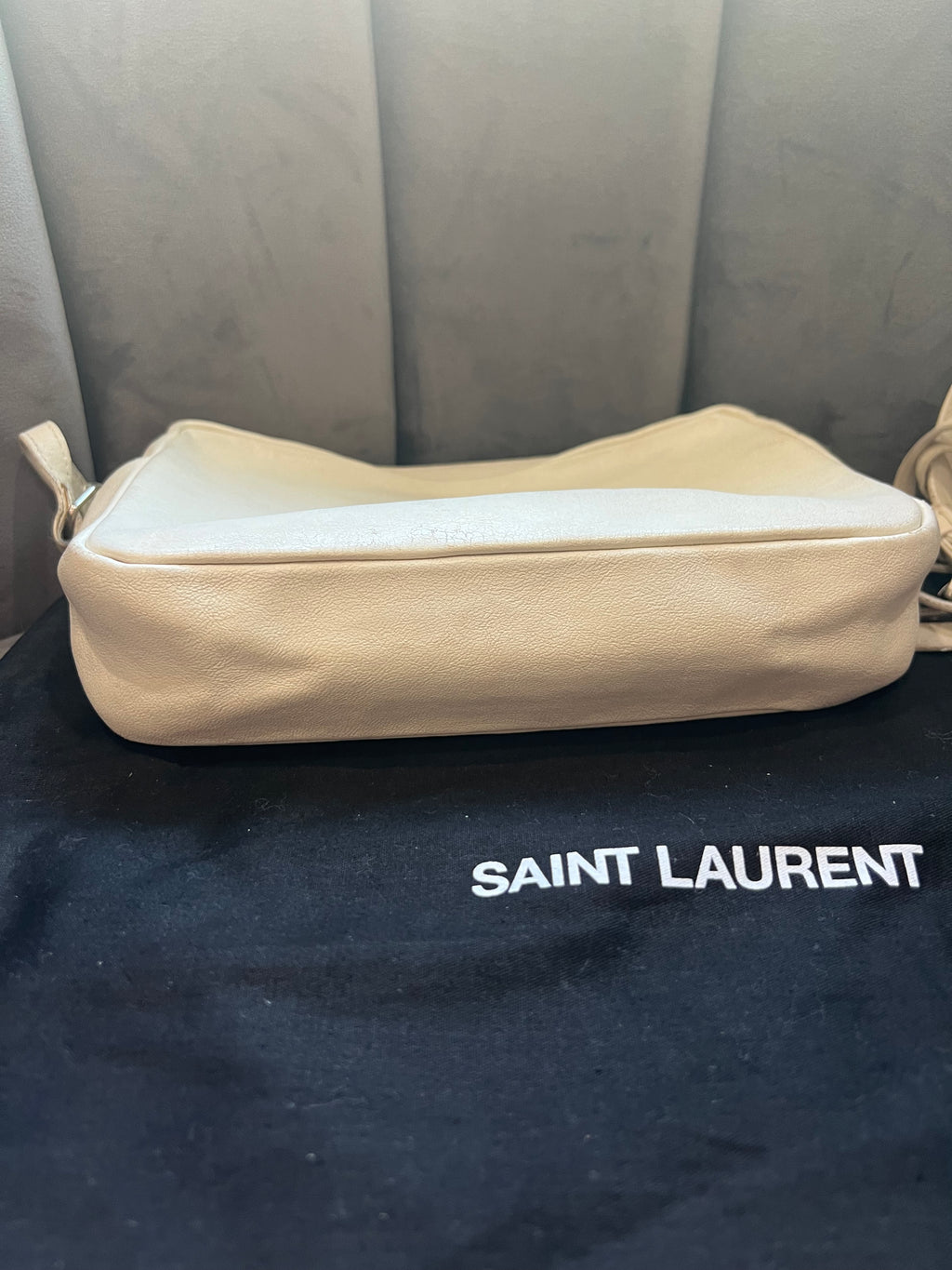 YSL Lambskin Monogram Small Lou Camera Bag White