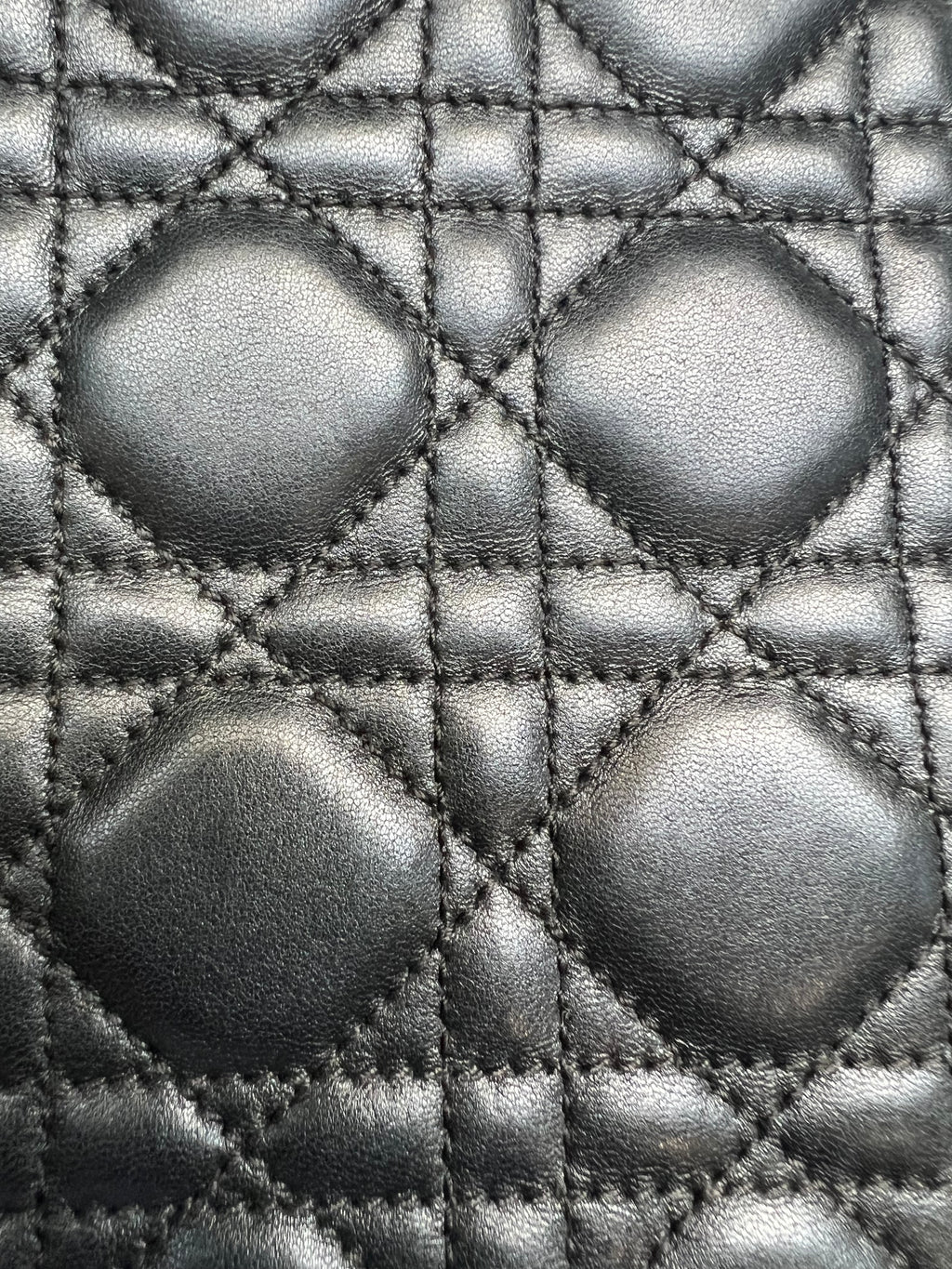 Lady Dior Cannage shopping tote lambskin black