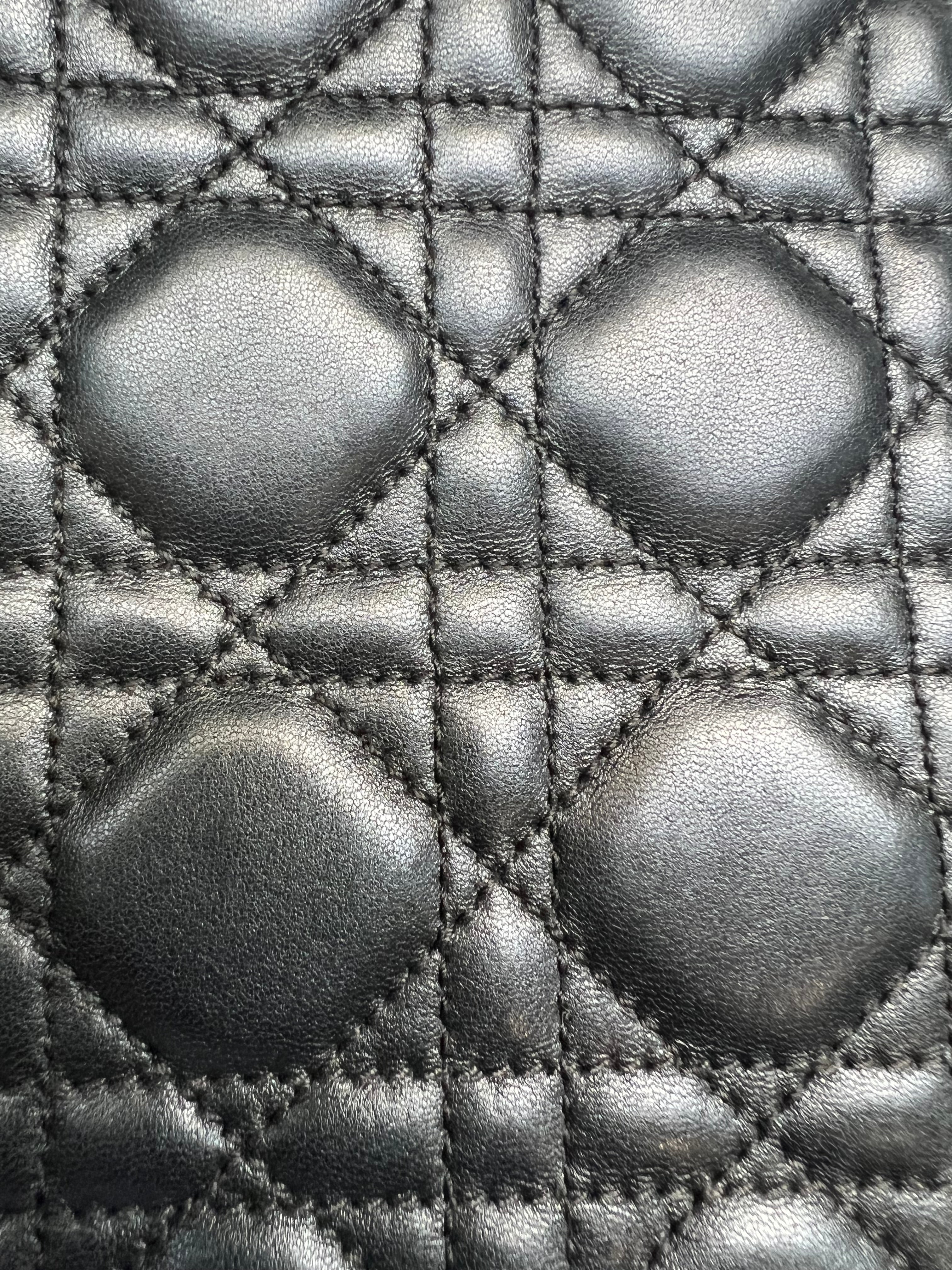 Lady Dior Cannage shopping tote lambskin black