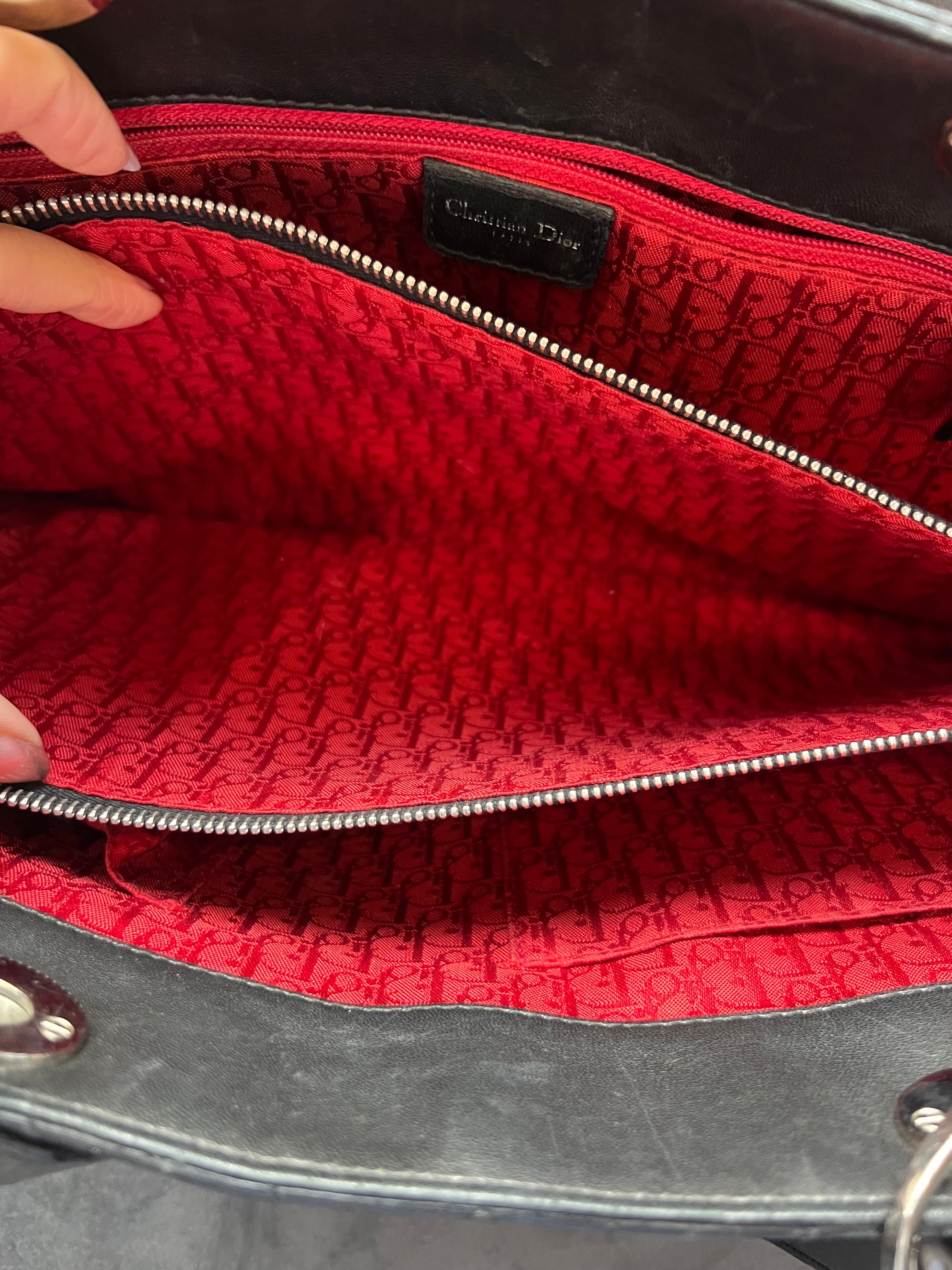 Lady Dior Cannage shopping tote lambskin black