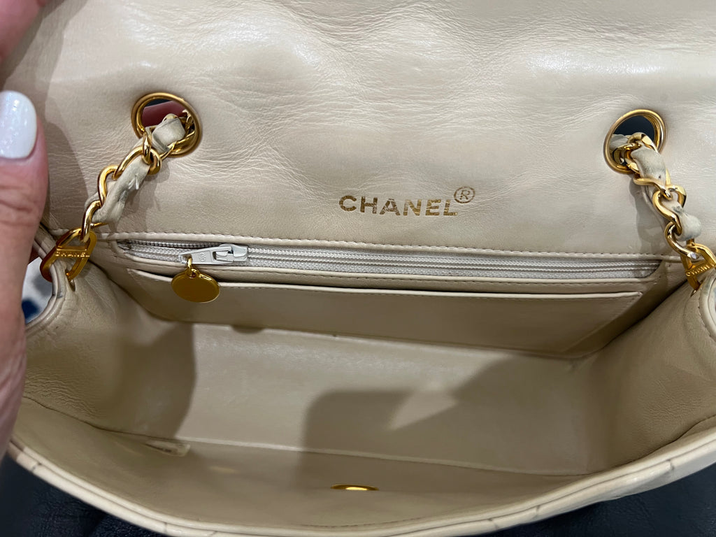 Vintage Chanel Diana ivory 24k gold