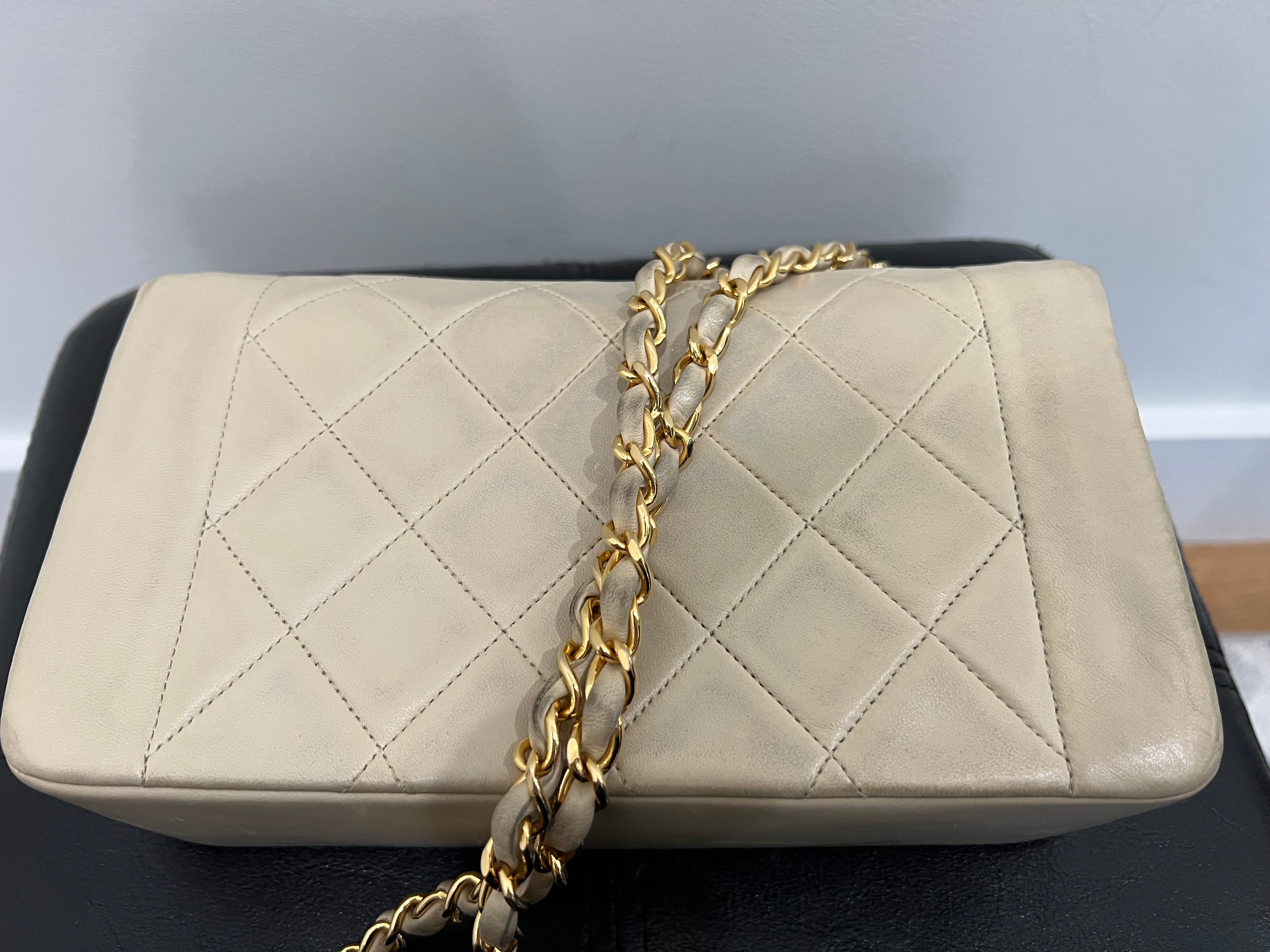 Vintage Chanel Diana ivory 24k gold