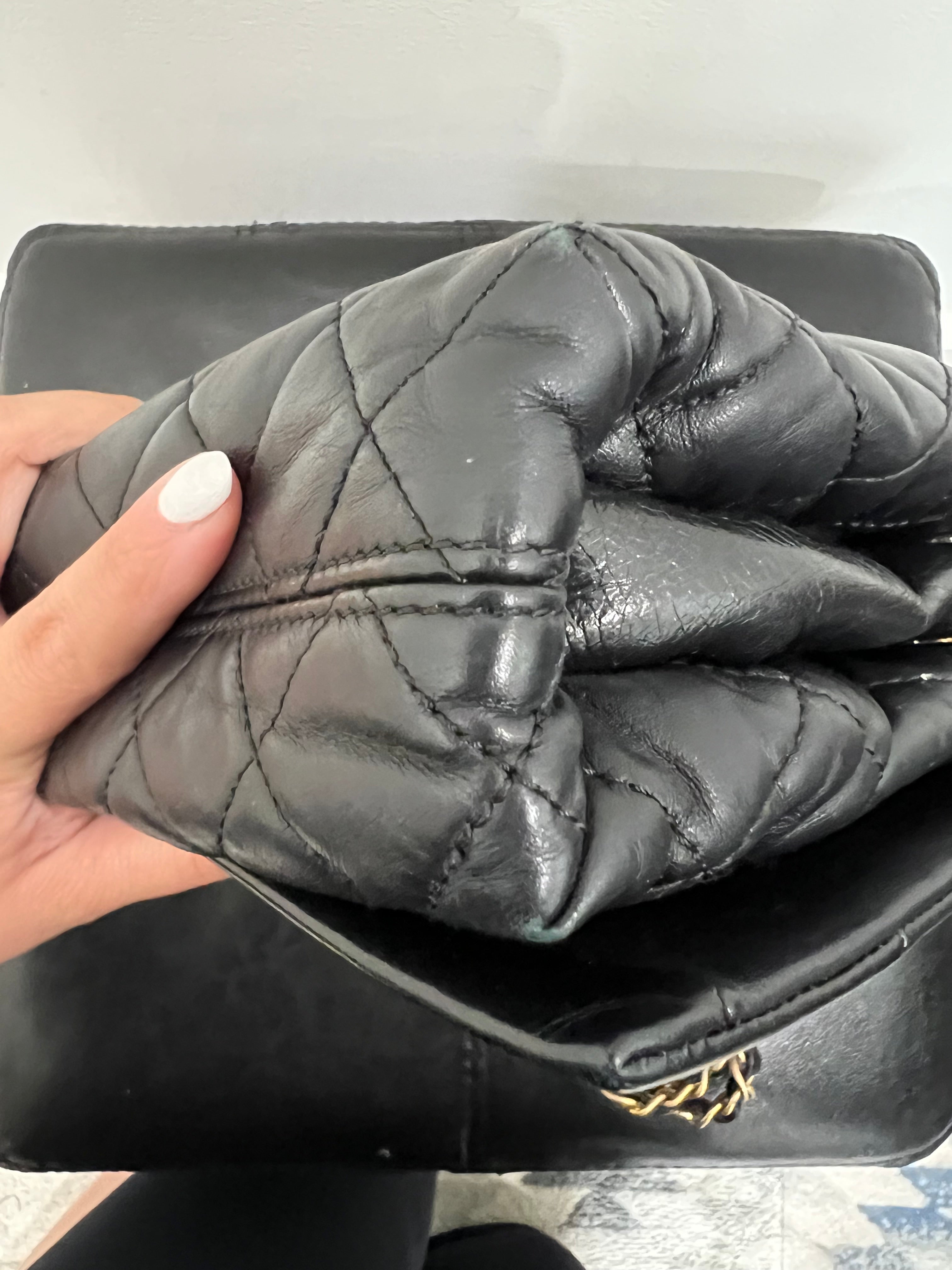 Chanel black single flap quilted handbag