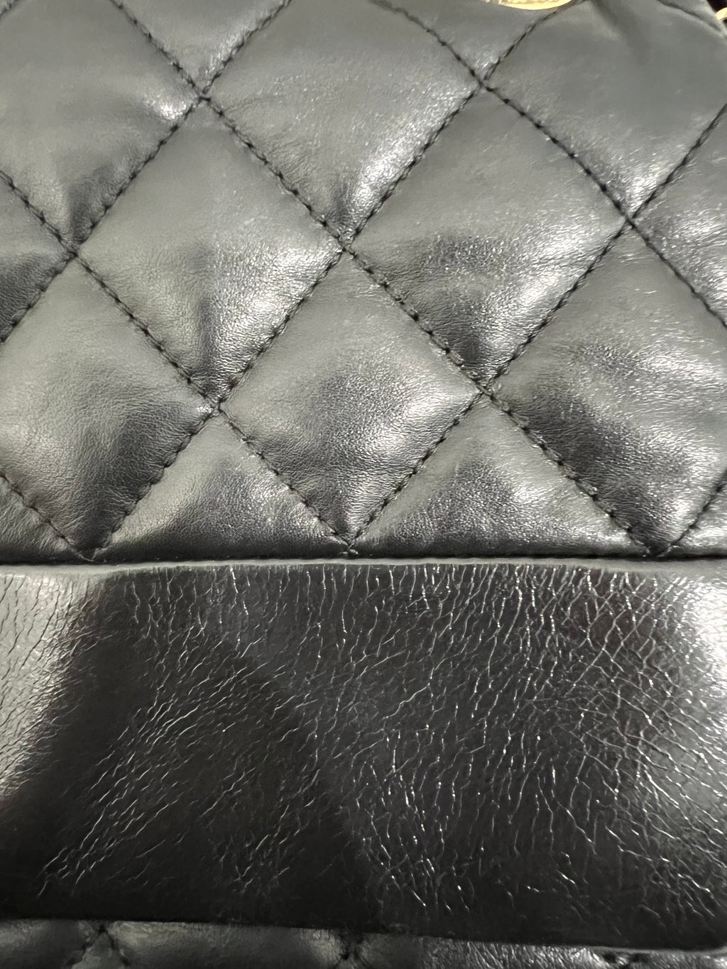 Chanel black single flap quilted handbag