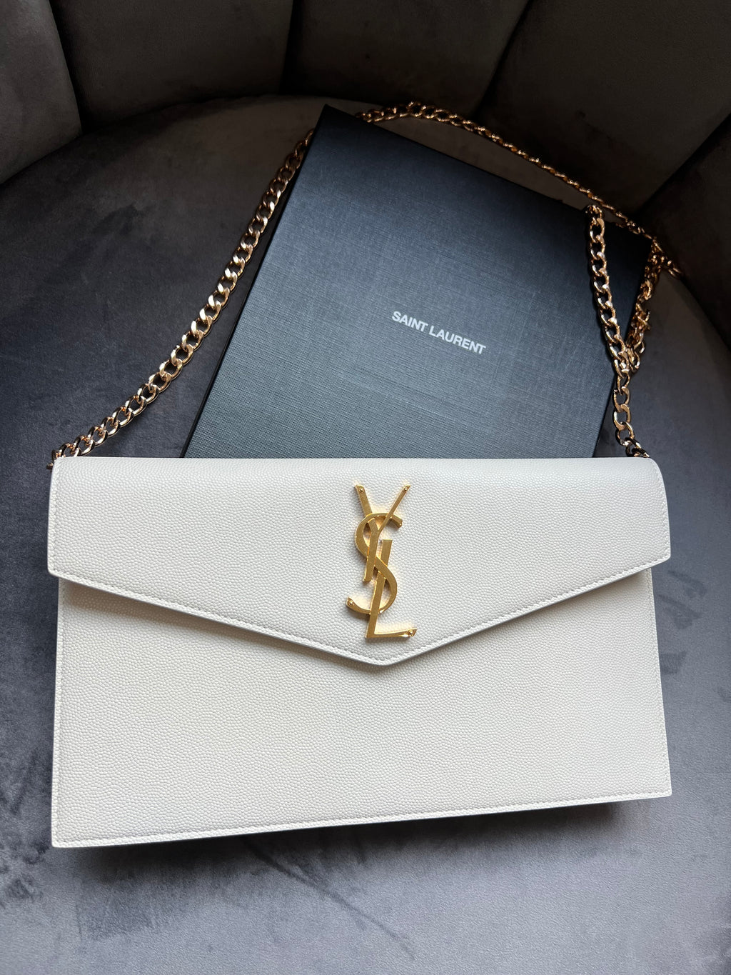 Saint Laurent uptown clutch with chain