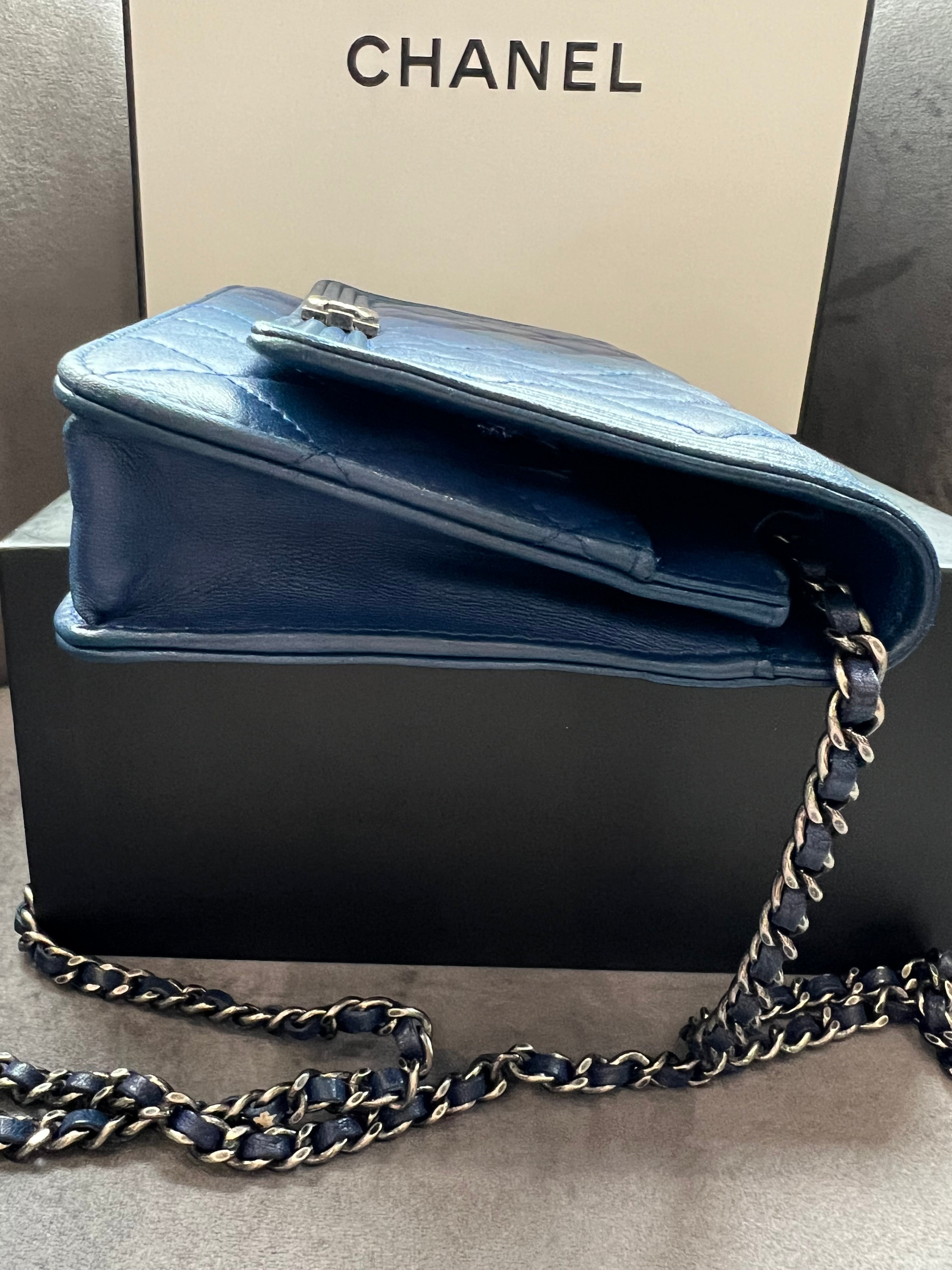 Chanel Boy Wallet on Chain Blue