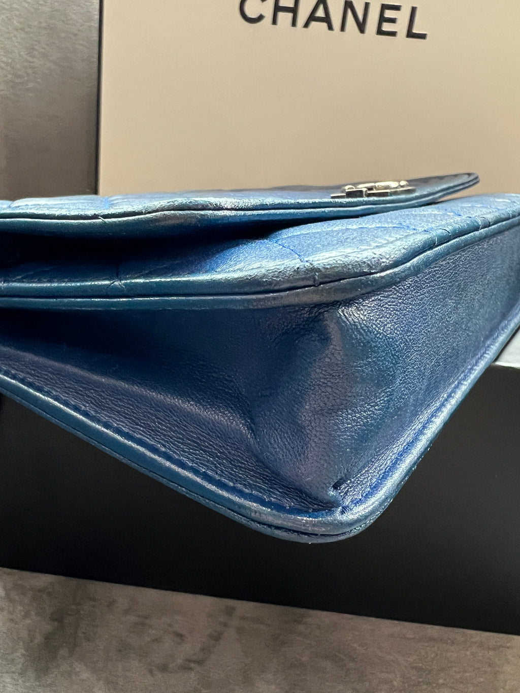 Chanel Boy Wallet on Chain Blue