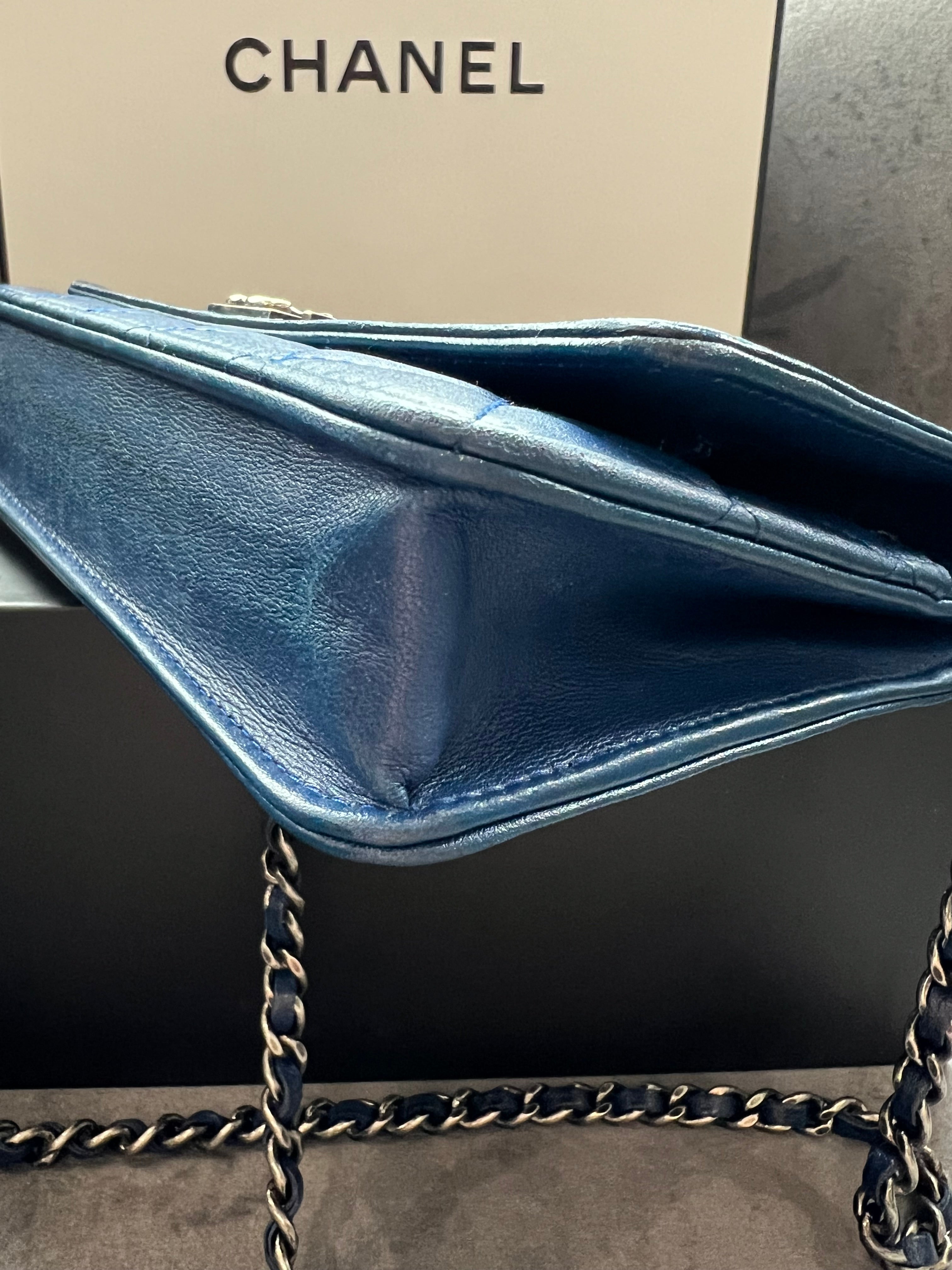 Chanel Boy Wallet on Chain Blue