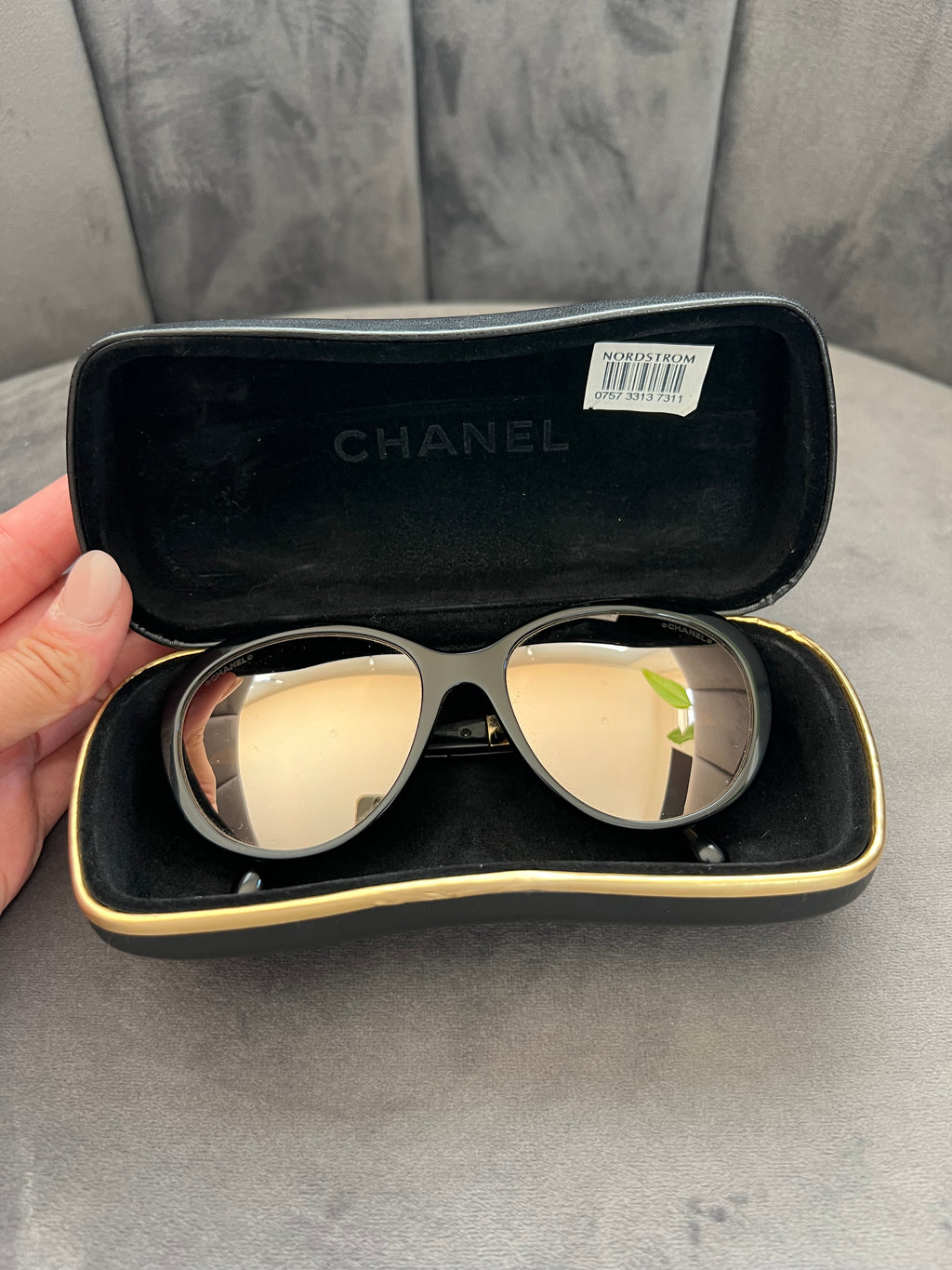 Chanel Black CC Oversized Cat Eye Sunglasses