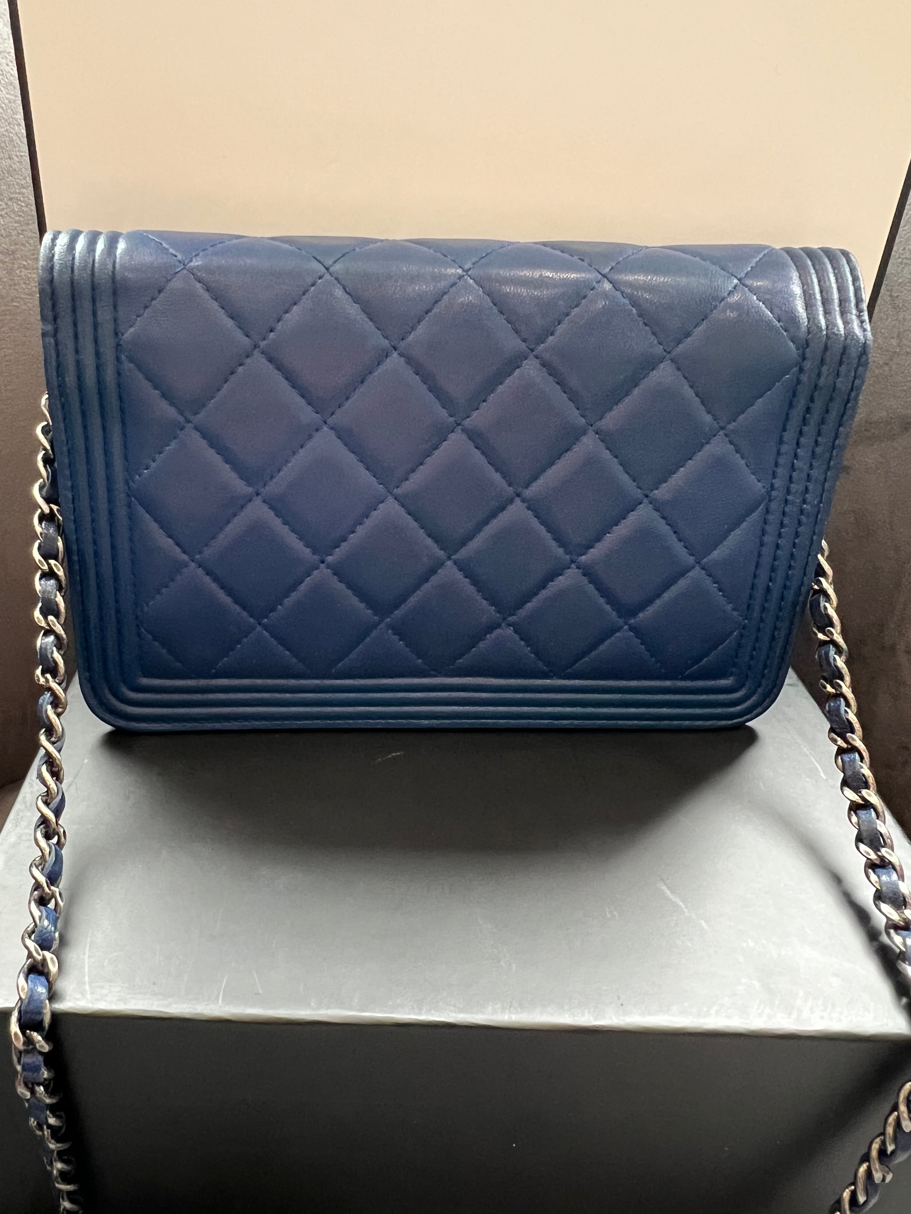 Chanel Boy Wallet on Chain Blue