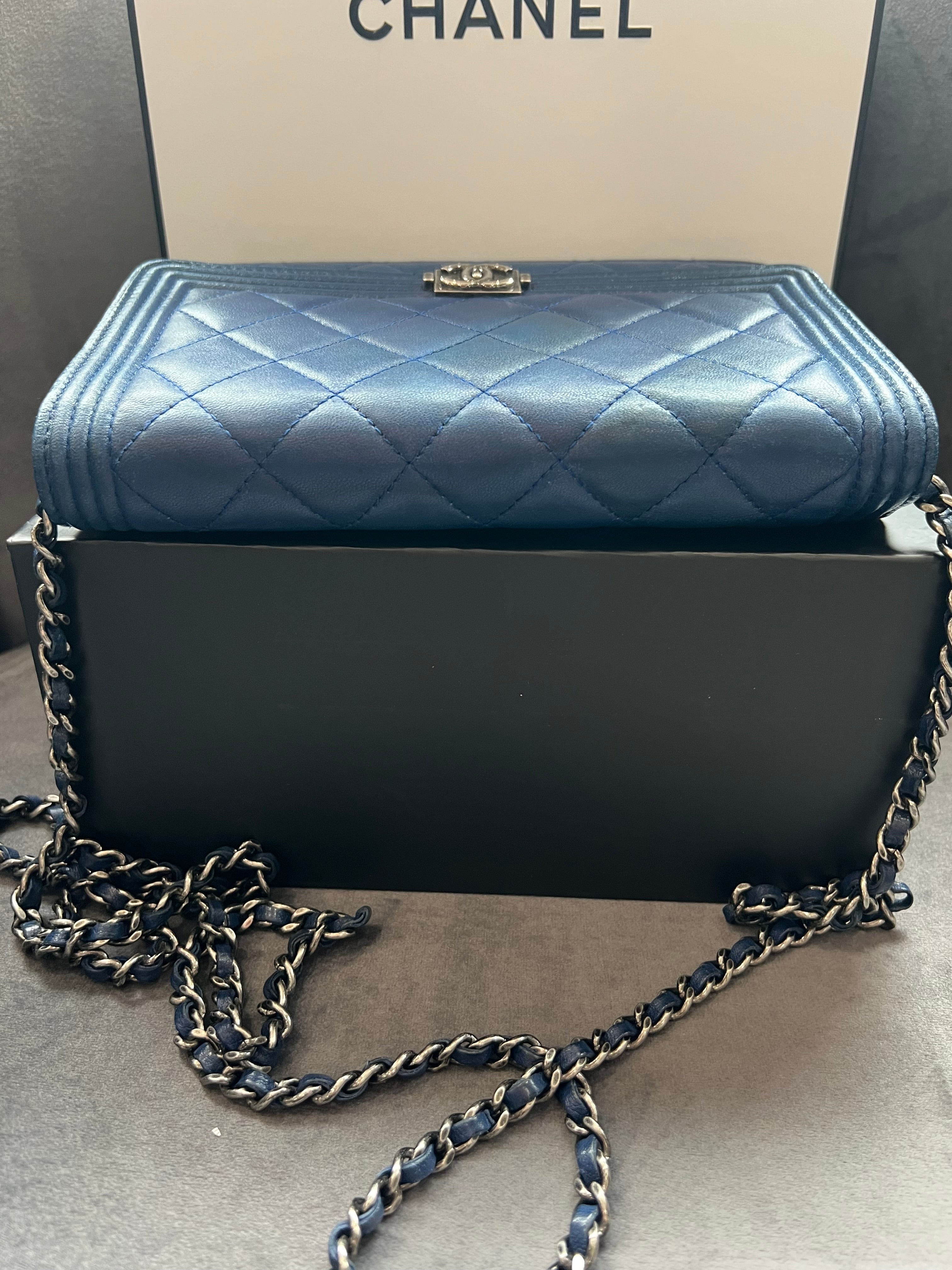 Chanel Boy Wallet on Chain Blue