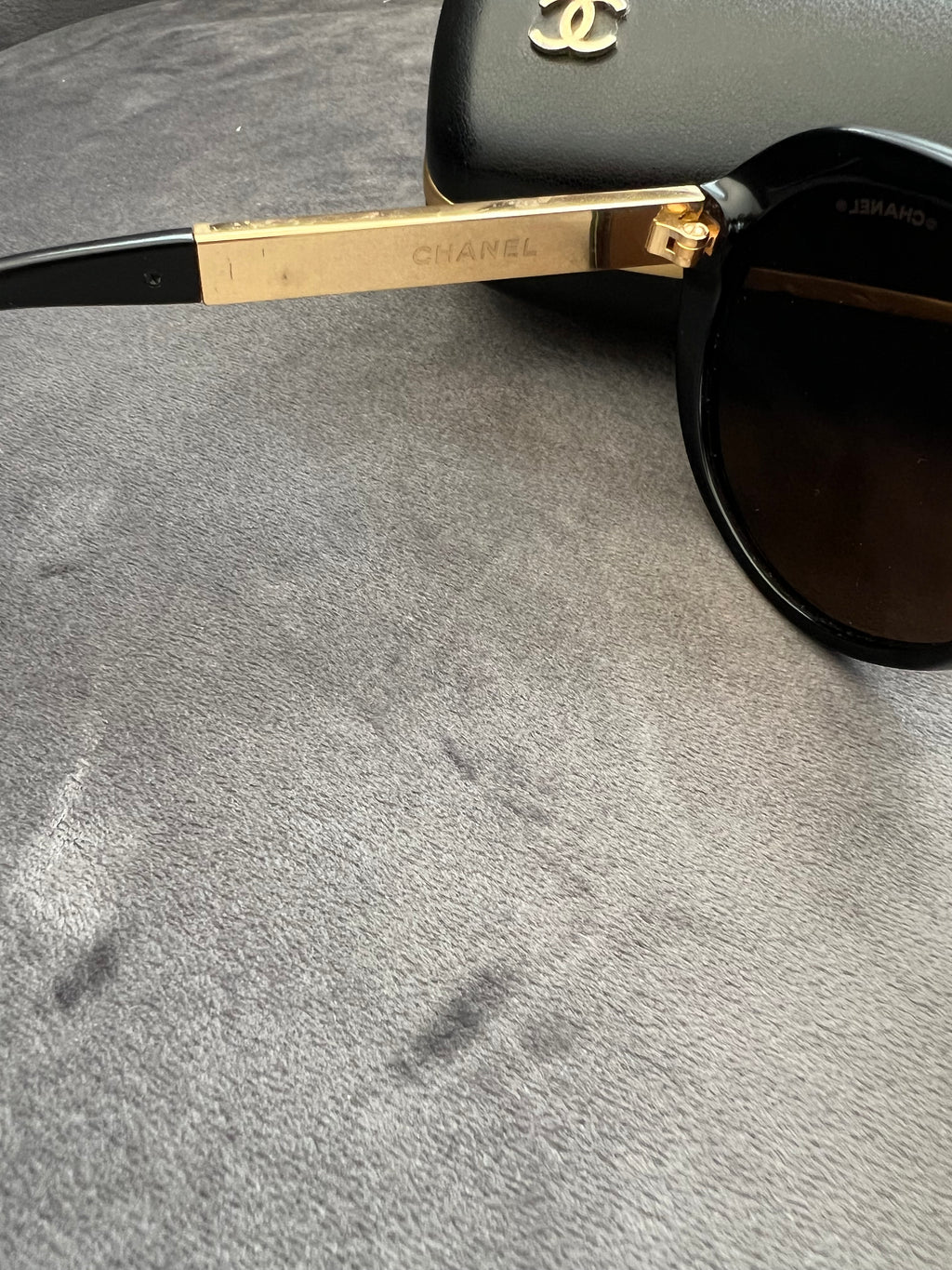 Chanel Black CC Oversized Cat Eye Sunglasses
