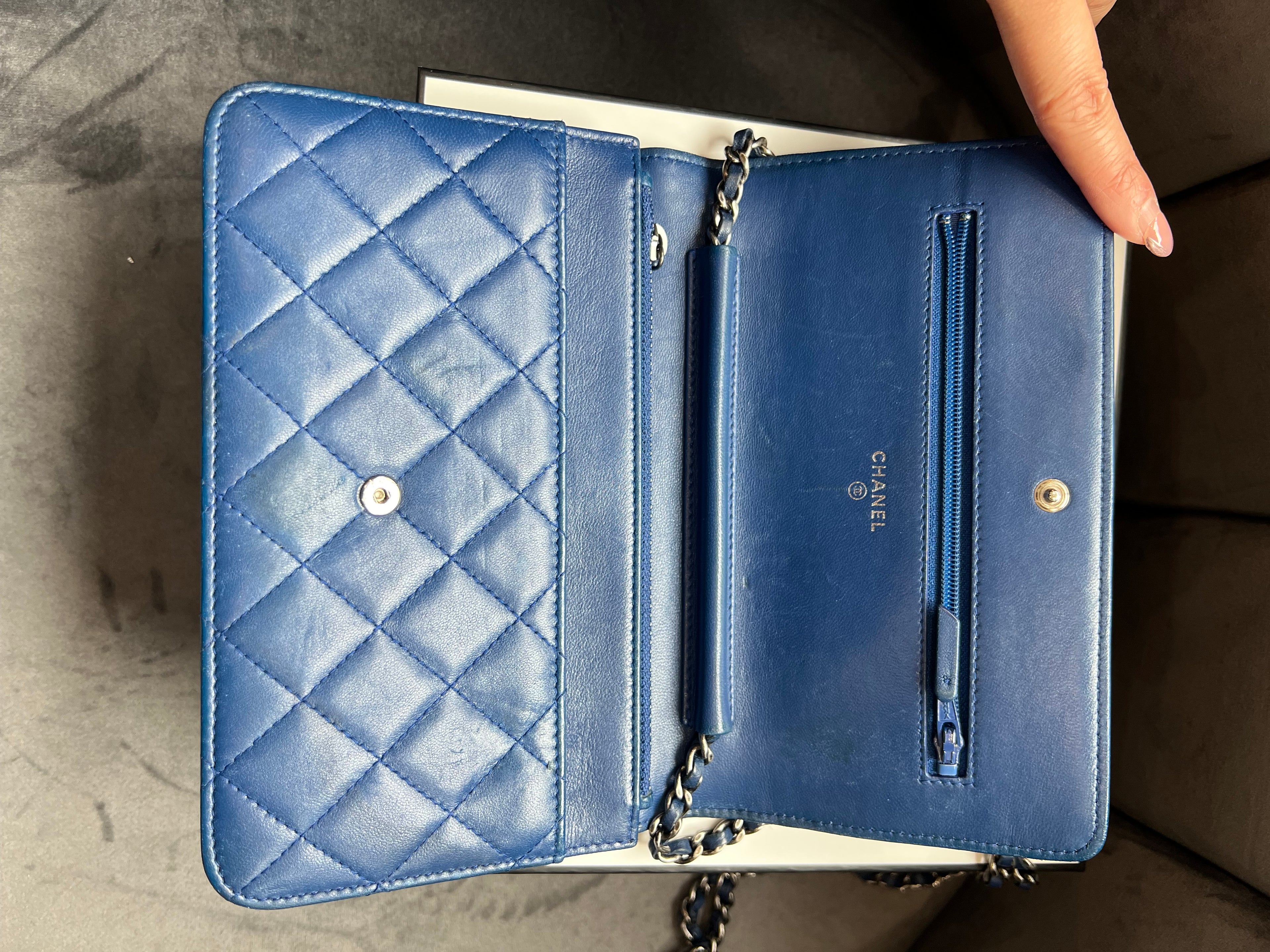 Chanel Boy Wallet on Chain Blue