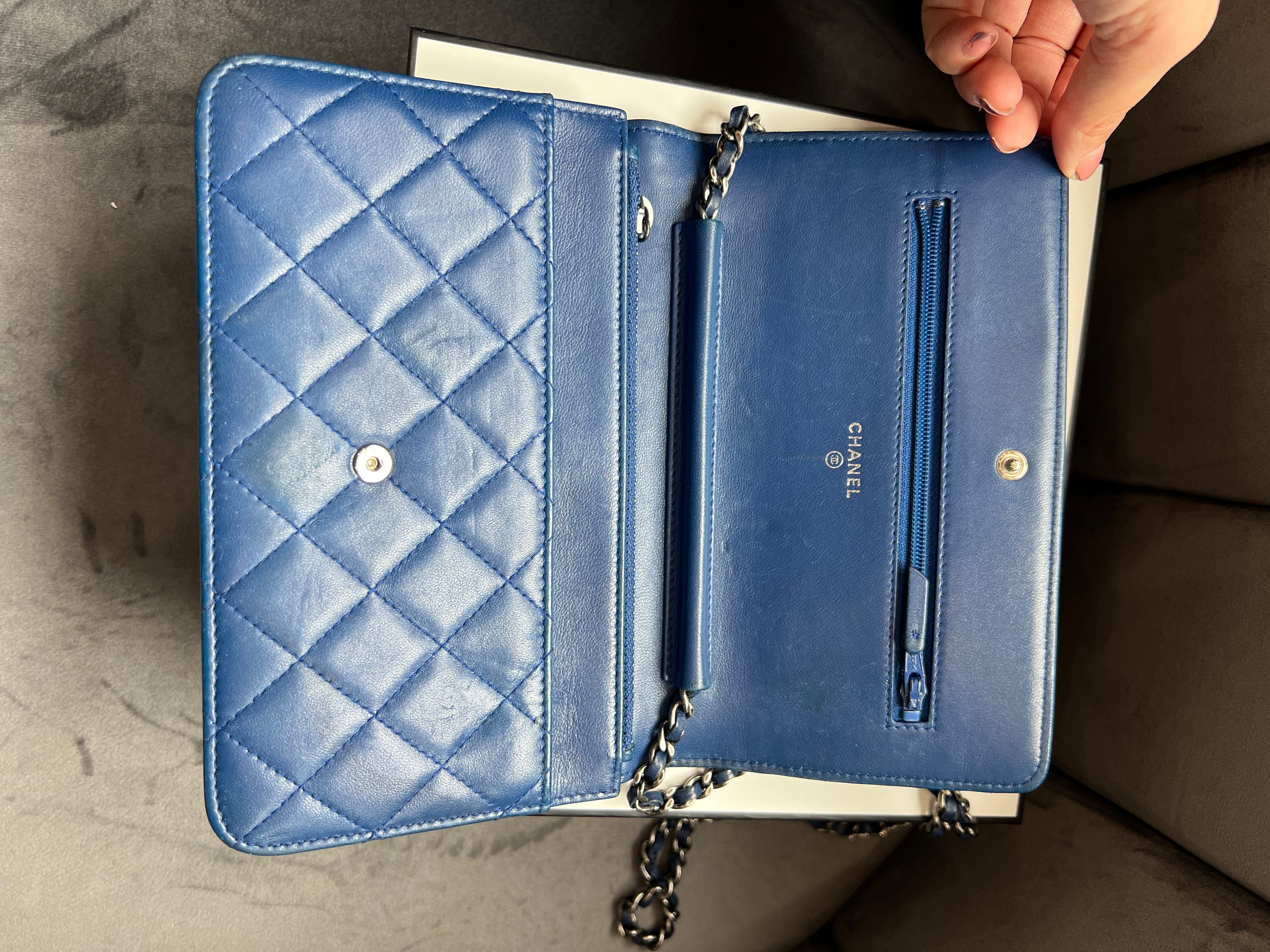 Chanel Boy Wallet on Chain Blue
