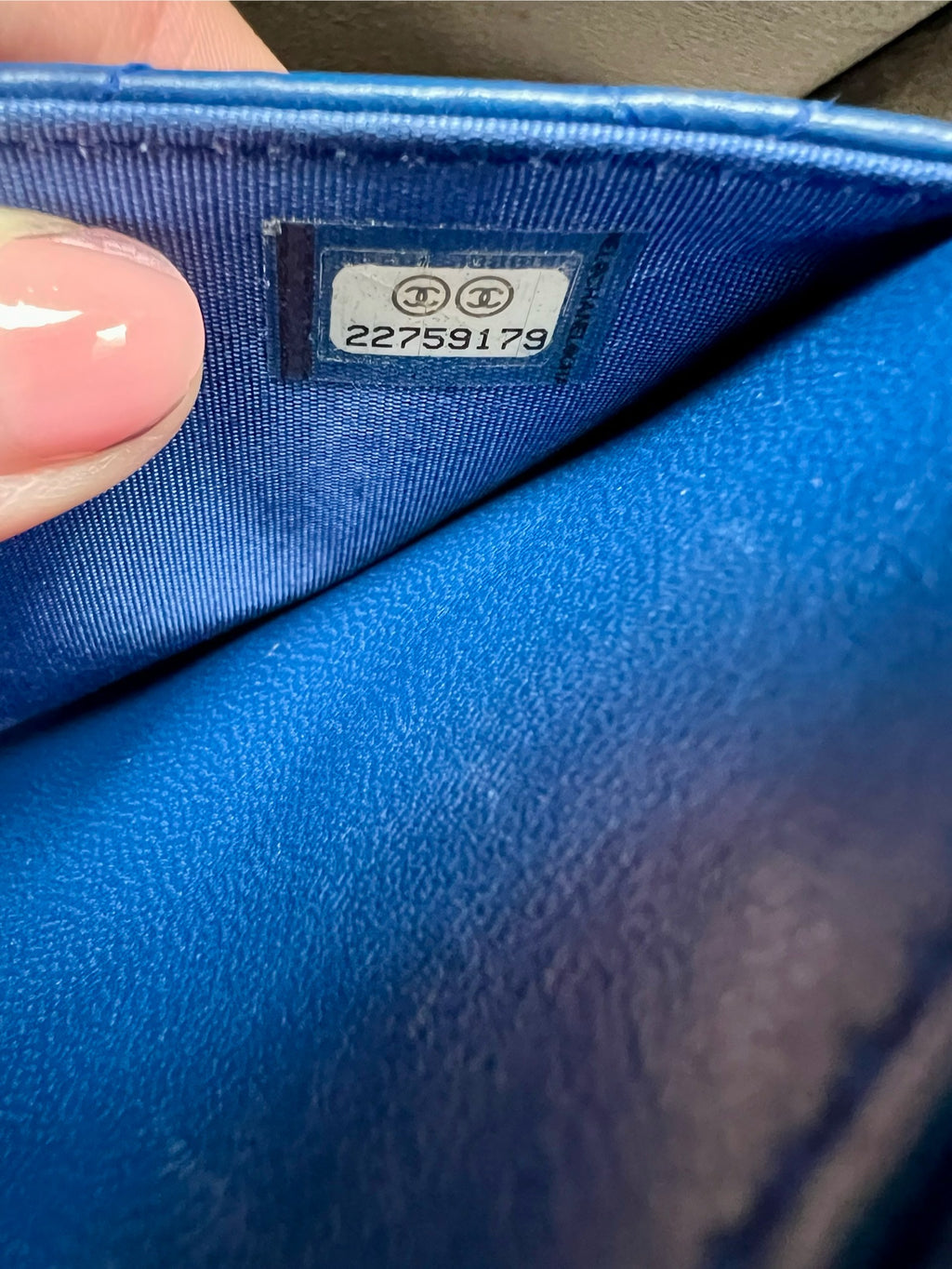 Chanel Boy Wallet on Chain Blue