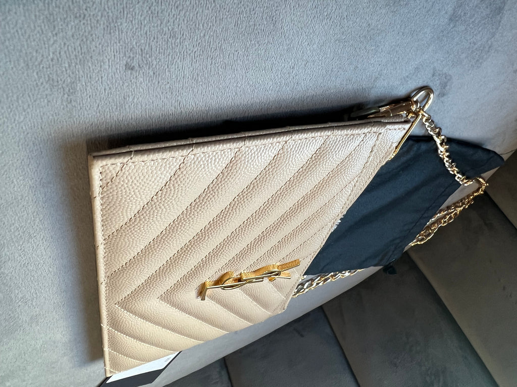 Beige YSL monogram clutch / crossbody bag