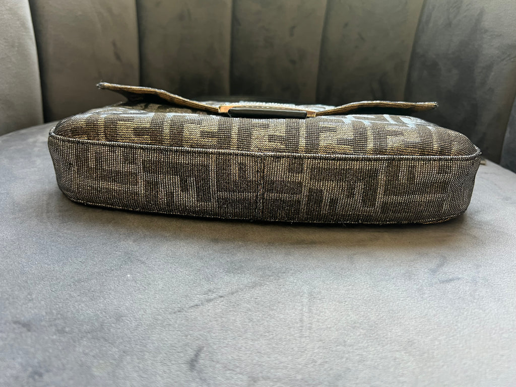 Rare FENDI Crystal Baguette with metallic zucca