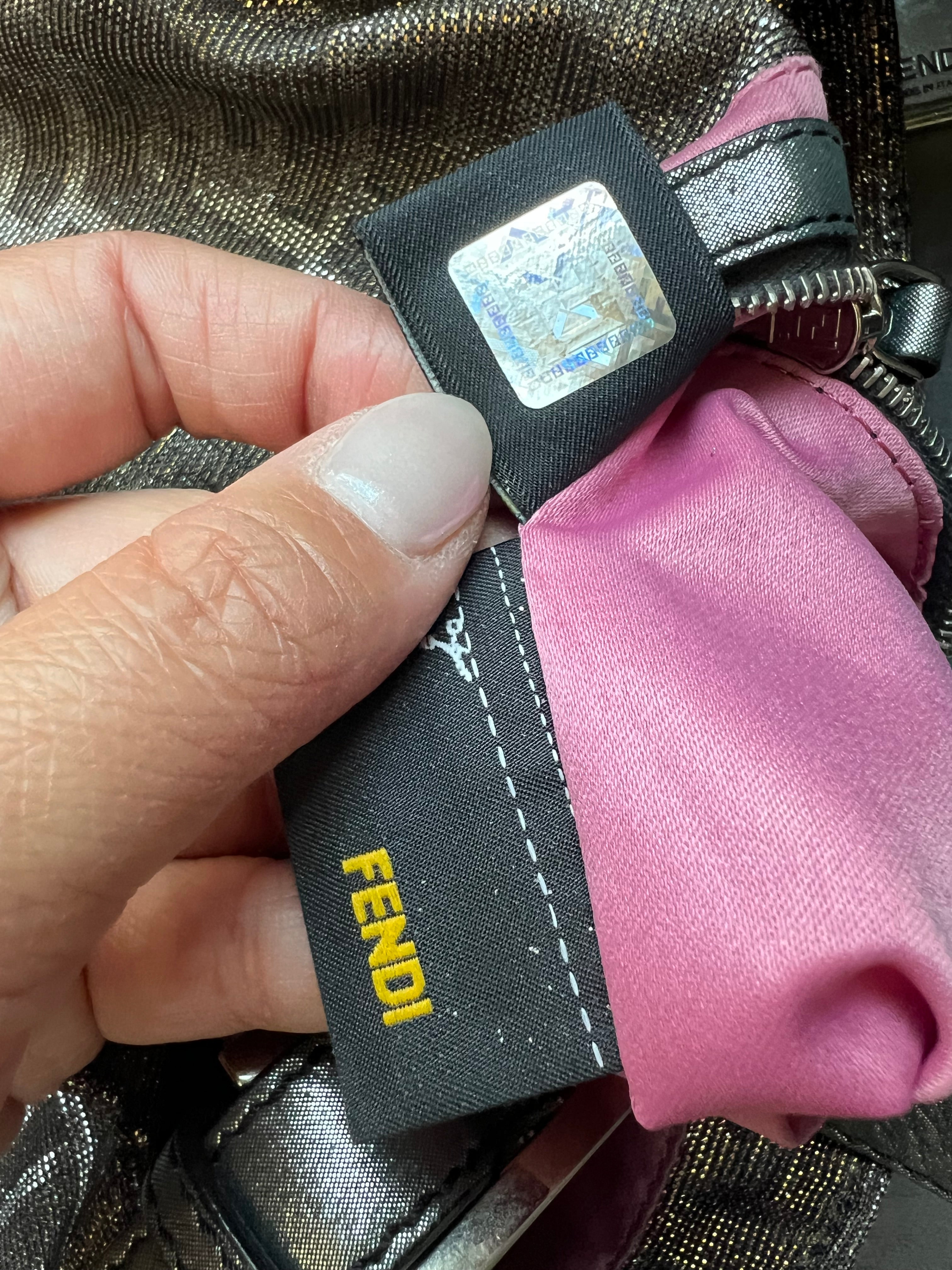 Rare FENDI Crystal Baguette with metallic zucca