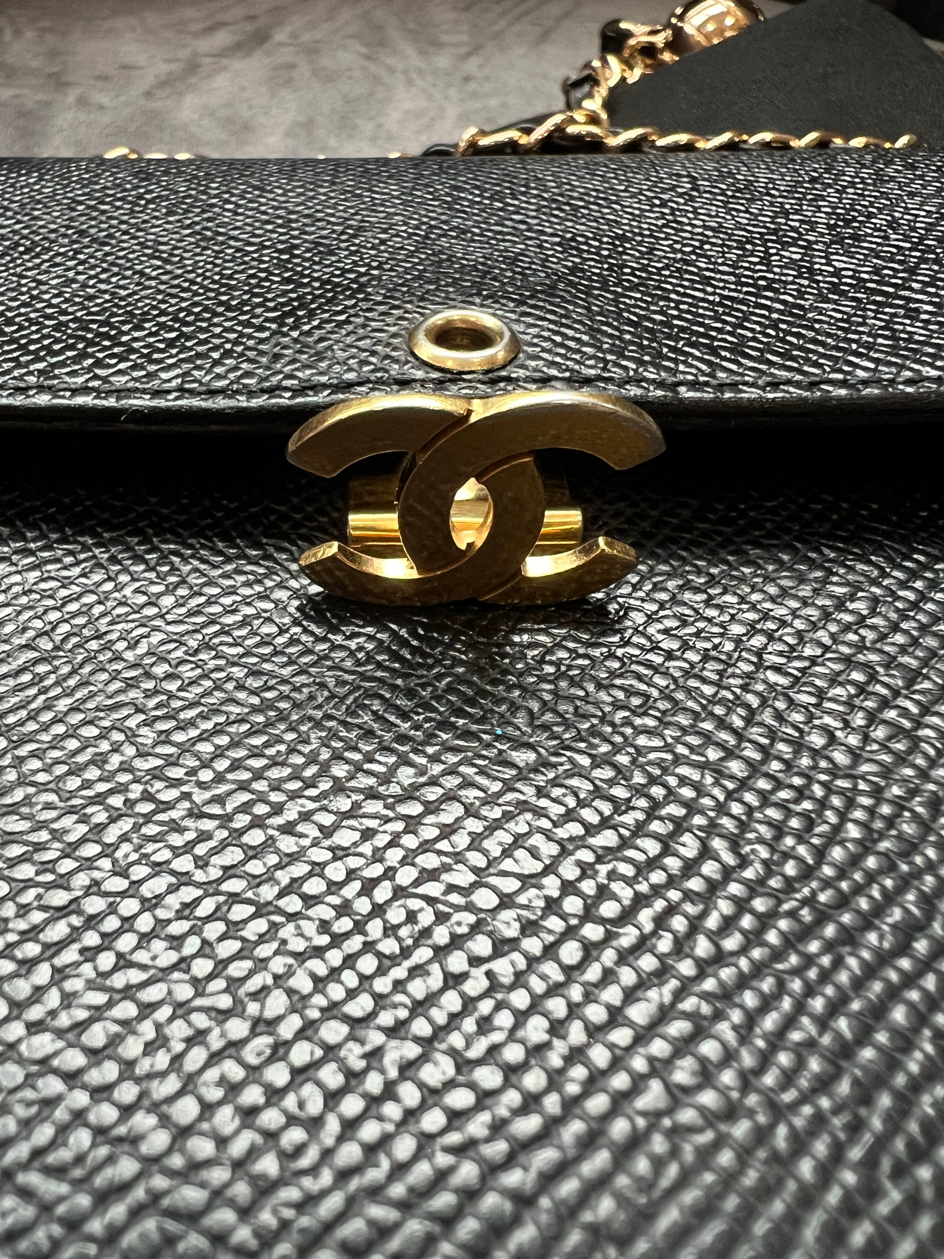Chanel caviar black wallet on chain