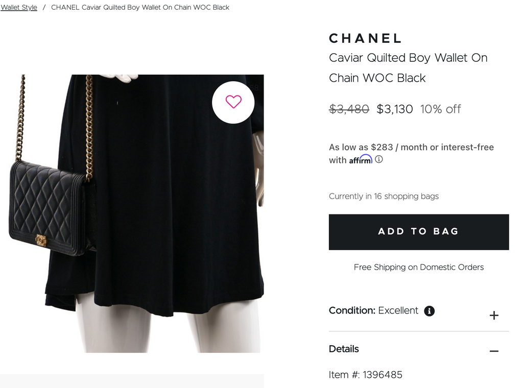 Chanel Caviar Quilted Boy Wallet On Chain WOC Black