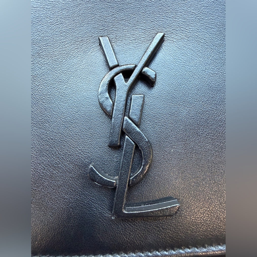 SAINT LAURENT Smooth Calfskin Spontini Saddle Bag Black
