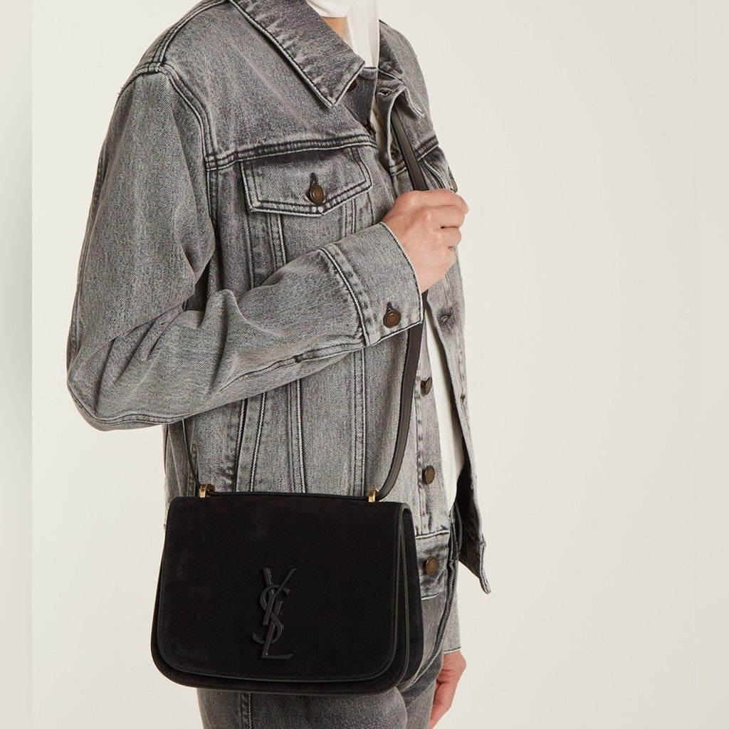SAINT LAURENT Smooth Calfskin Spontini Saddle Bag Black