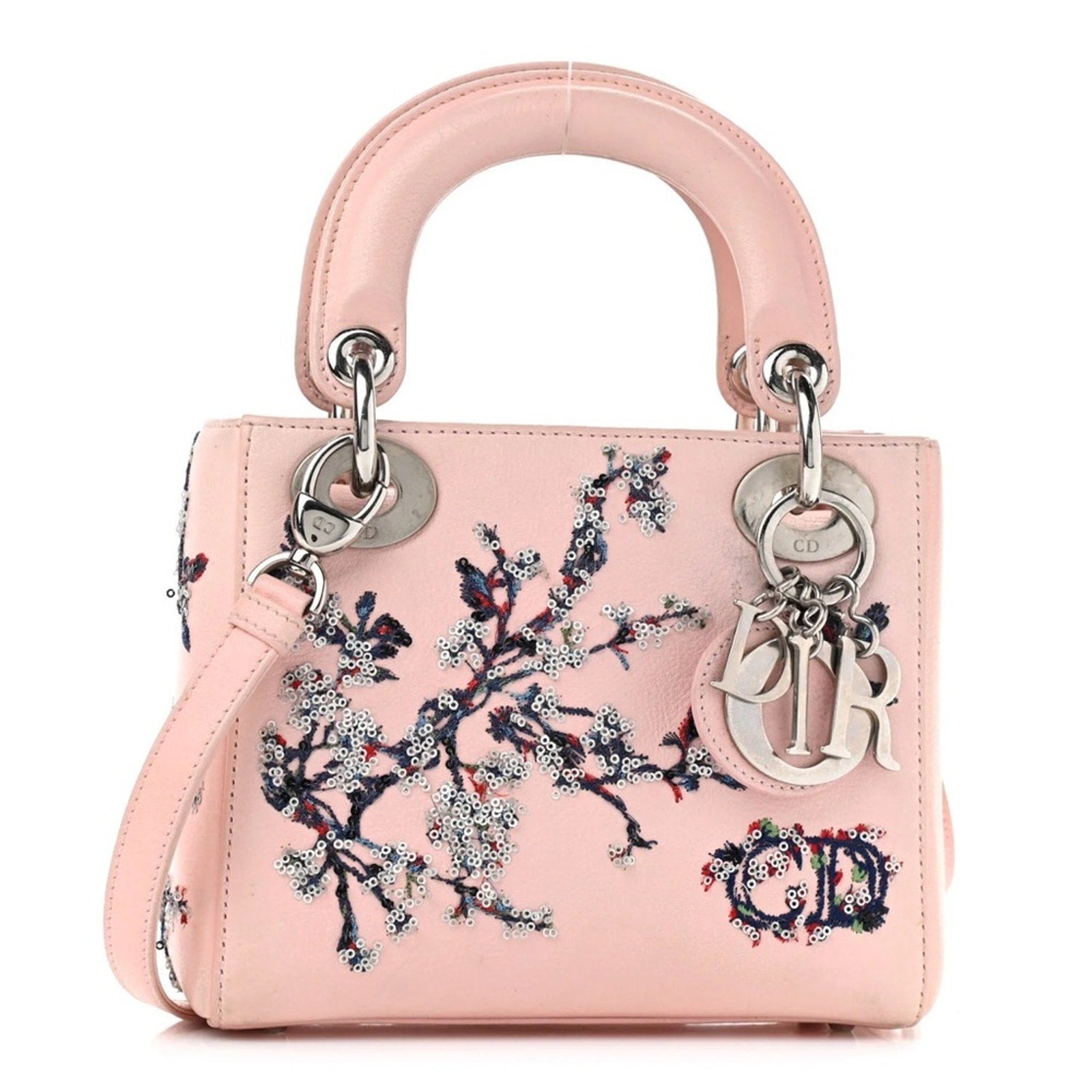 Christian Dior Lady Dior Pink Embroidered Sequin Floral Limited Edition Bag