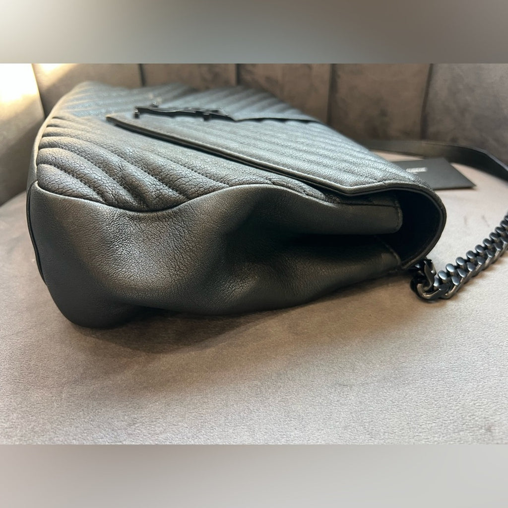 Saint Laurent College Bag large Black Quilted Leather Handbag