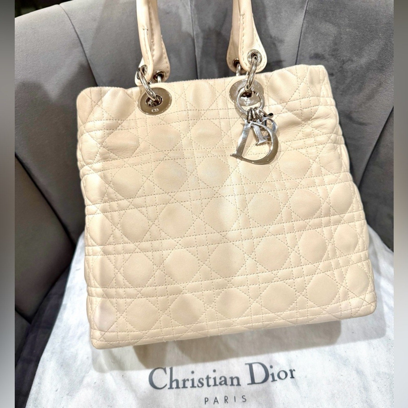 Christian Dior Beige Lady Dior Bag