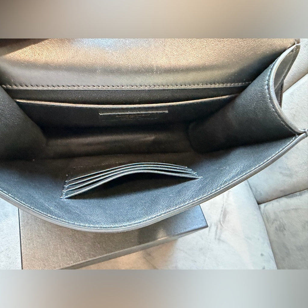 SAINT LAURENT Smooth Calfskin Spontini Saddle Bag Black