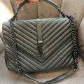 Saint Laurent College Bag large Black Quilted Leather Handbag