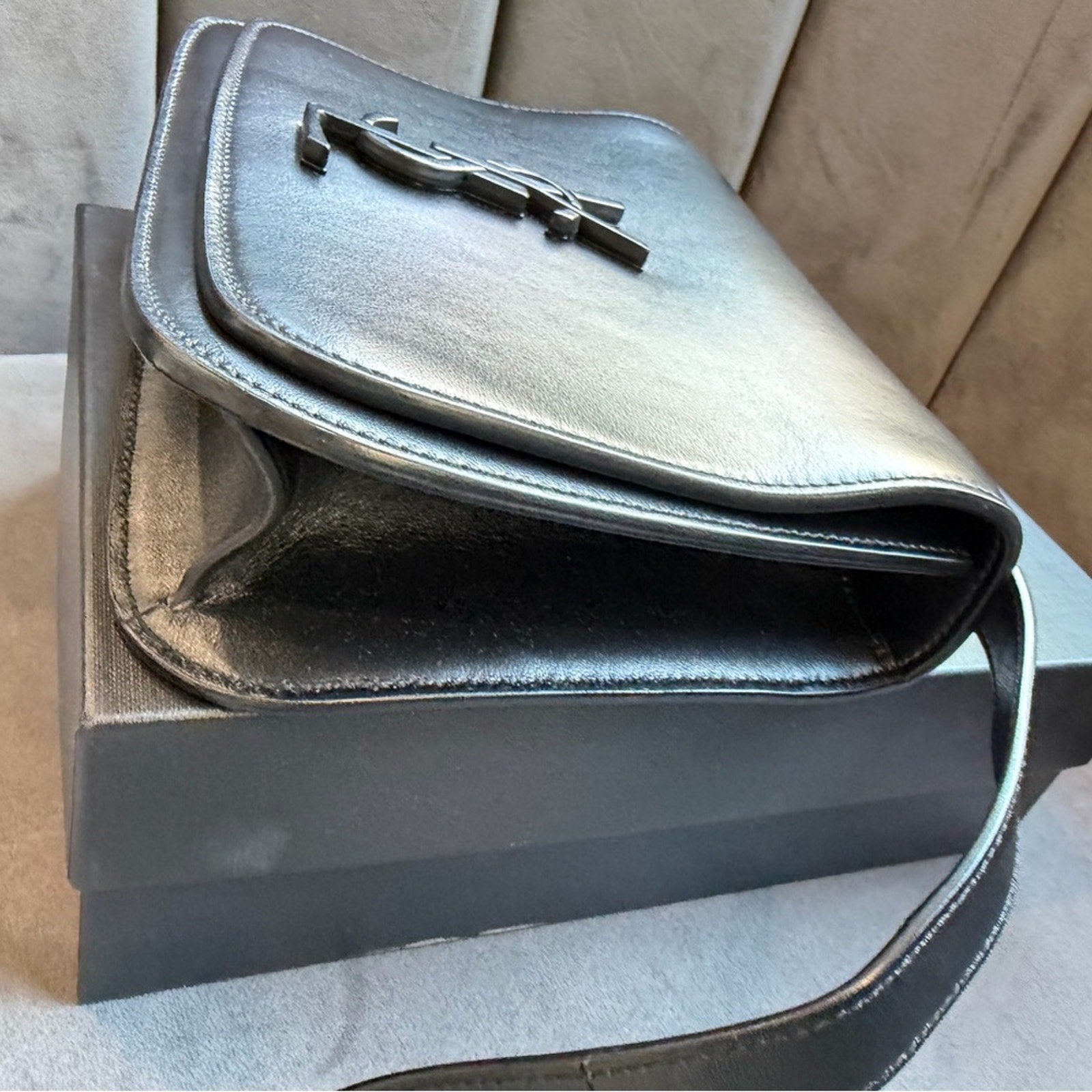 SAINT LAURENT Smooth Calfskin Spontini Saddle Bag Black